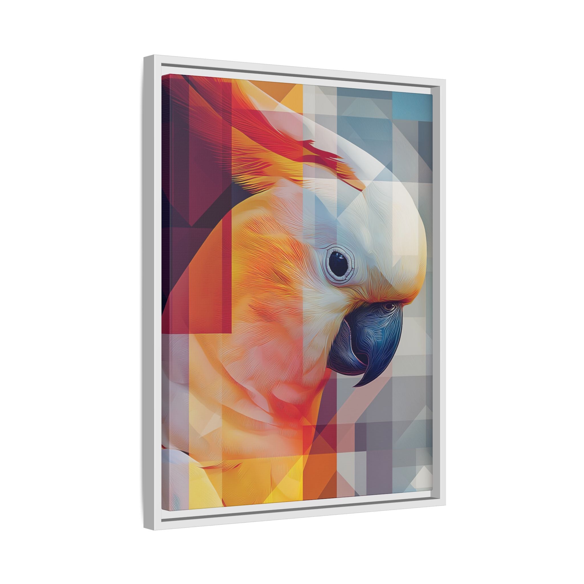 Prismatic Plume: Geometric Parrot Portrait, Digital Mosaic Abstraction   |    Custom Orders Available