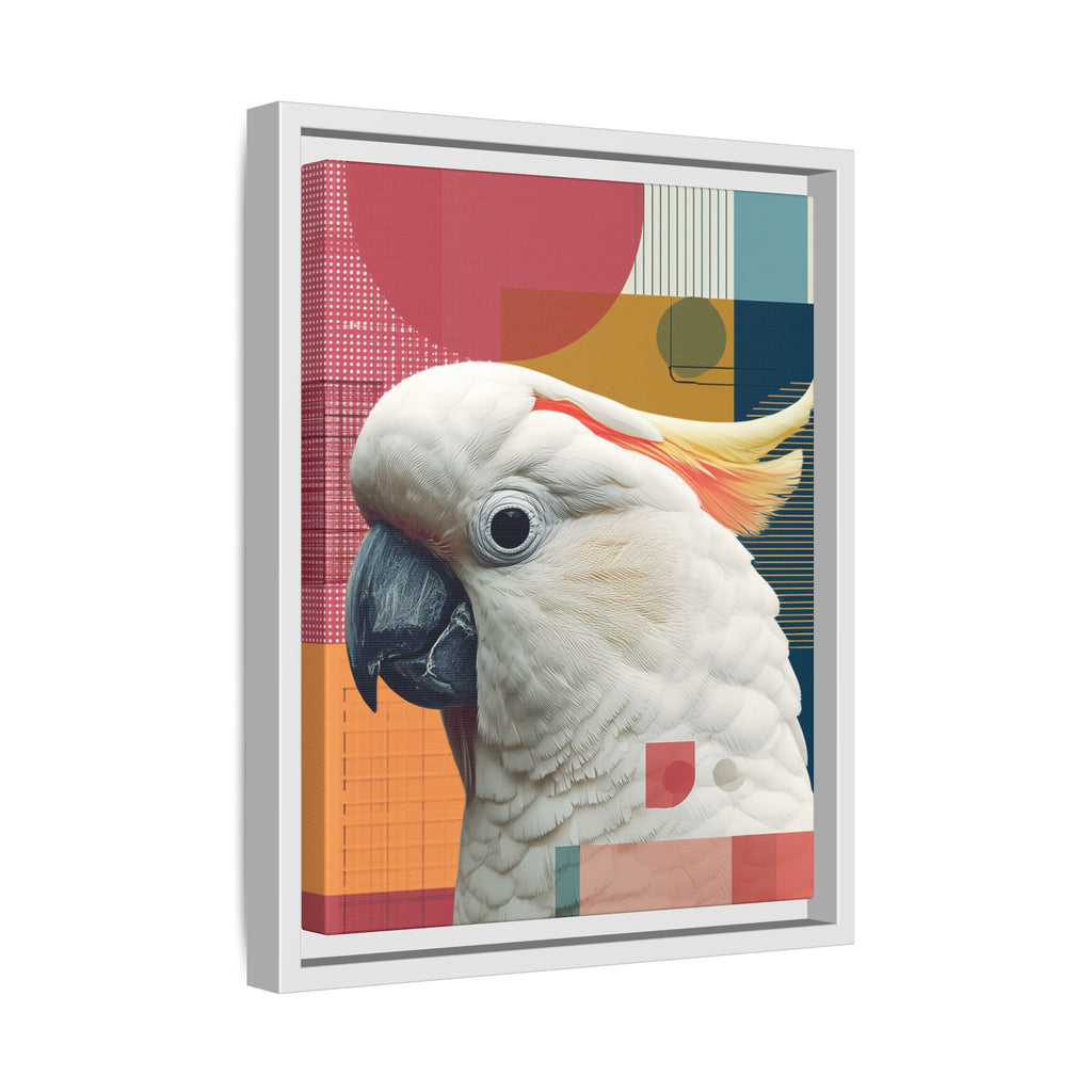 Framed Print, Cockatoo Abstract Geometric Wall Art, Matte Canvas, Colorful Bird Poster, Modern Home Decor, Tropical Animal Painting, Unique