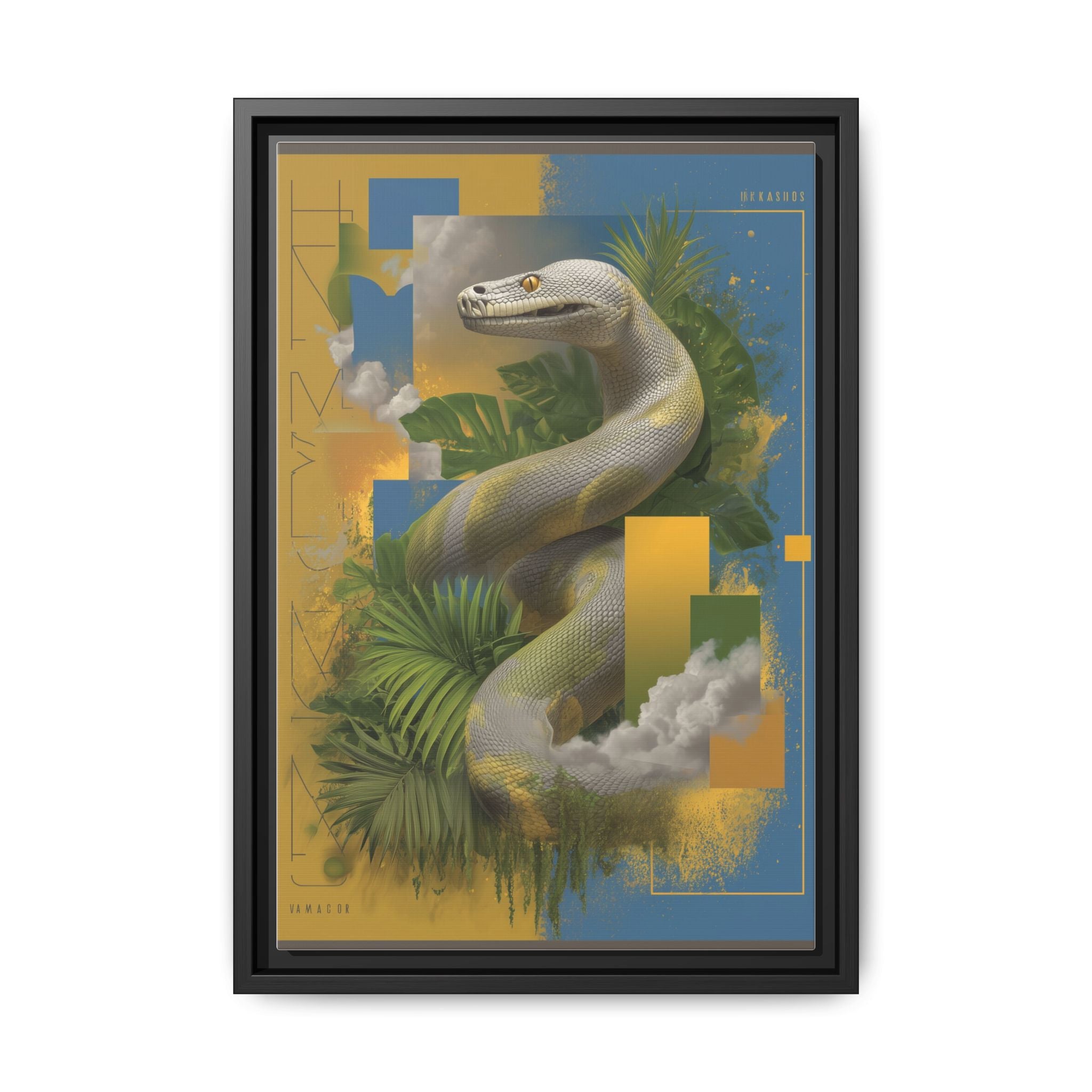 Serpent of Surreal Geometries: Tropical Hyperrealism, Digital Snake Illustration   |    Custom Orders Available