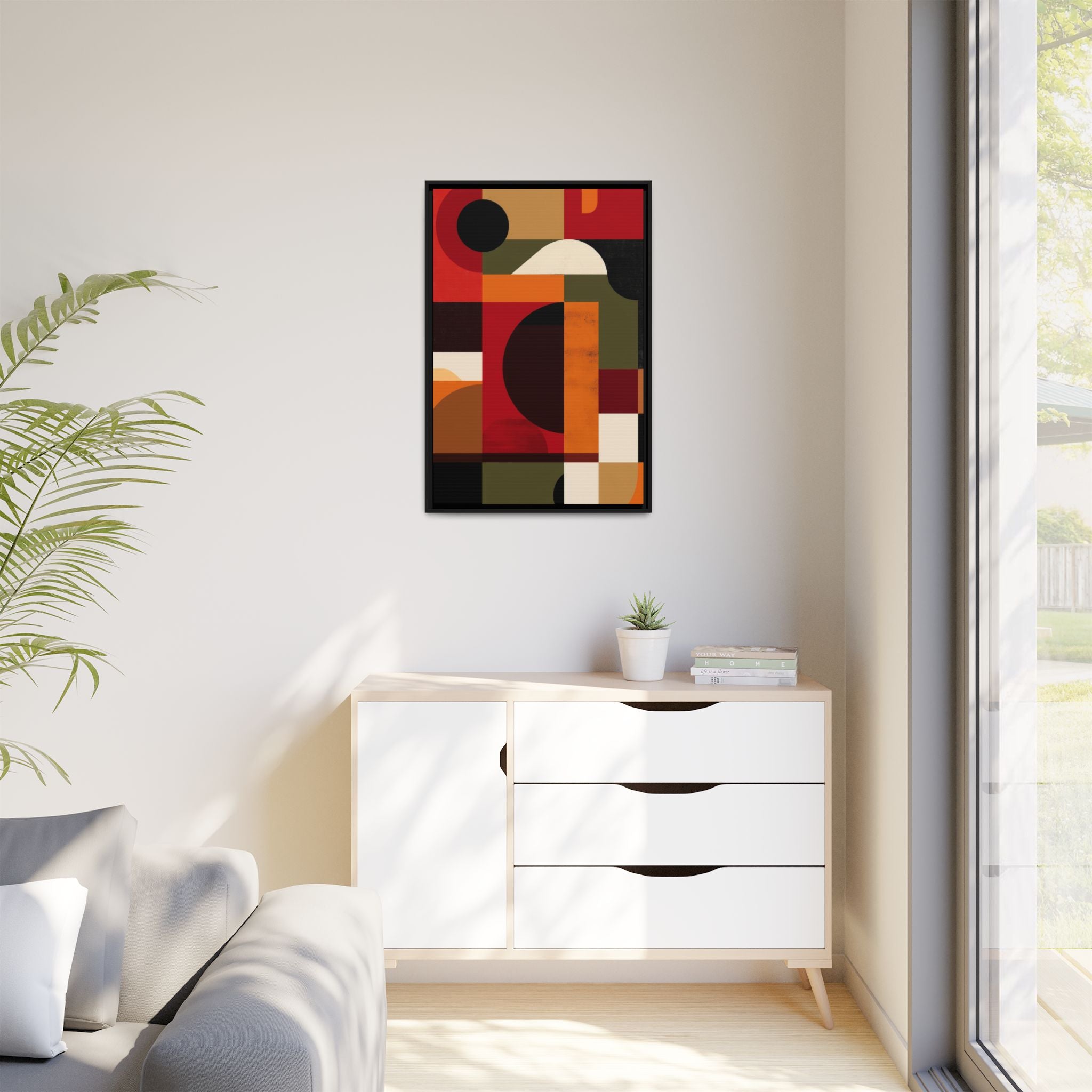 Geometric Convergence: Abstract Bauhaus Design, Constructivist Color Blocks, Architectural Art Composition   |   Custom Orders Accepted