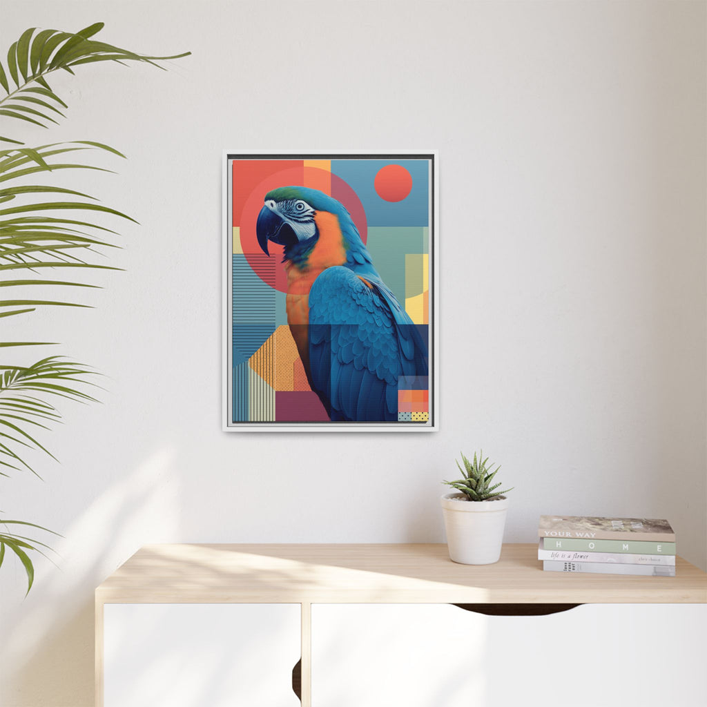 Macaw Geometric Framed Print : Mid-Century Modern Bird Art, Tropical Parrot Print   |  Personalized & Custom Orders Available