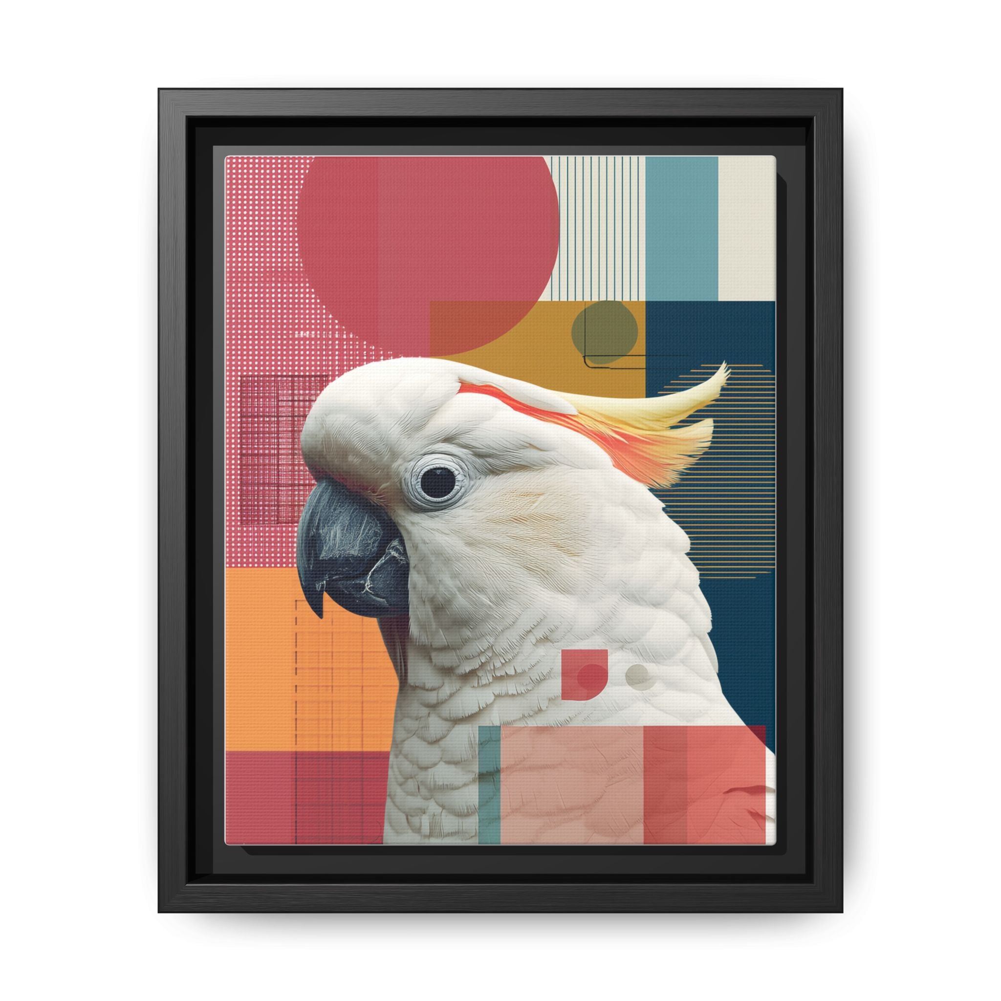 Cockatoo in Geometry: Mid-Century Modern Wildlife Art, Photorealistic Nature Print   |    Custom Orders Available
