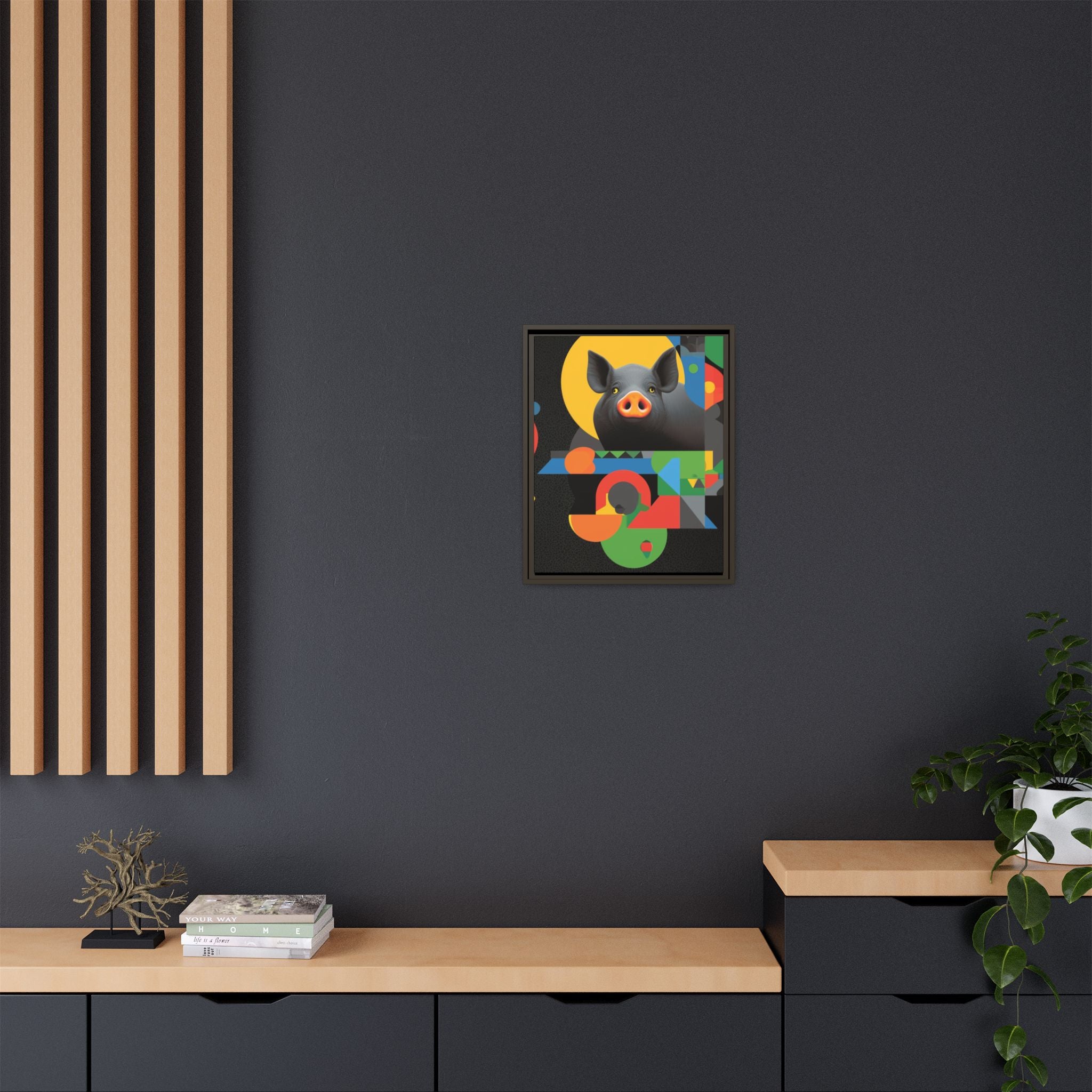 Geometric Pig Poster: Abstract Graphic Design, Colorful Modernist Composition   |    Custom Orders Available