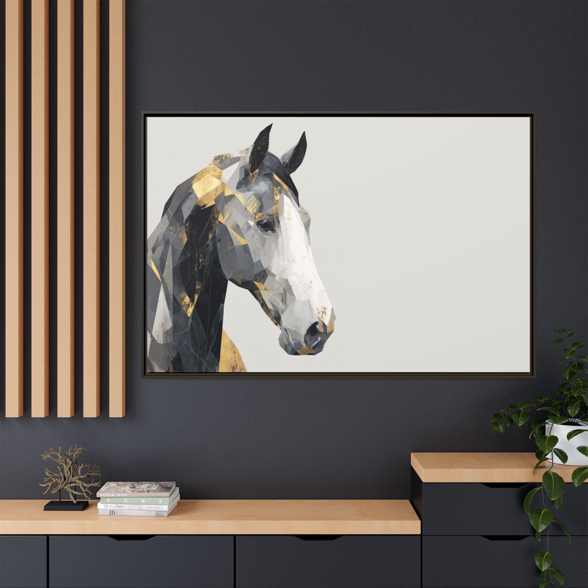 Geometric Stallion: Cubist Equine Art, Modern Metallic Polygonal Design   |  Personalized & Custom Orders Available