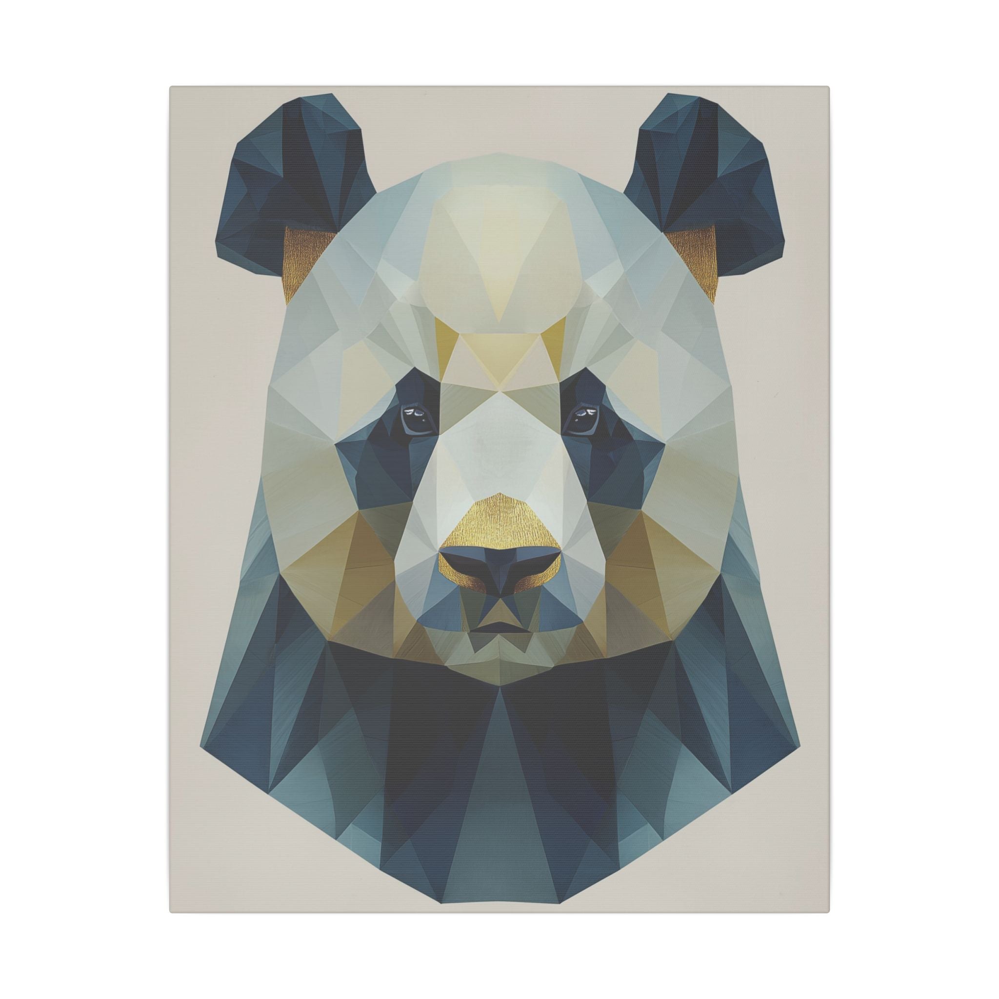 Geometric Panda: Low-Poly Animal Art, Modern Minimalist Design, Blue and Gold Illustration   |  Personalized & Custom Orders Available