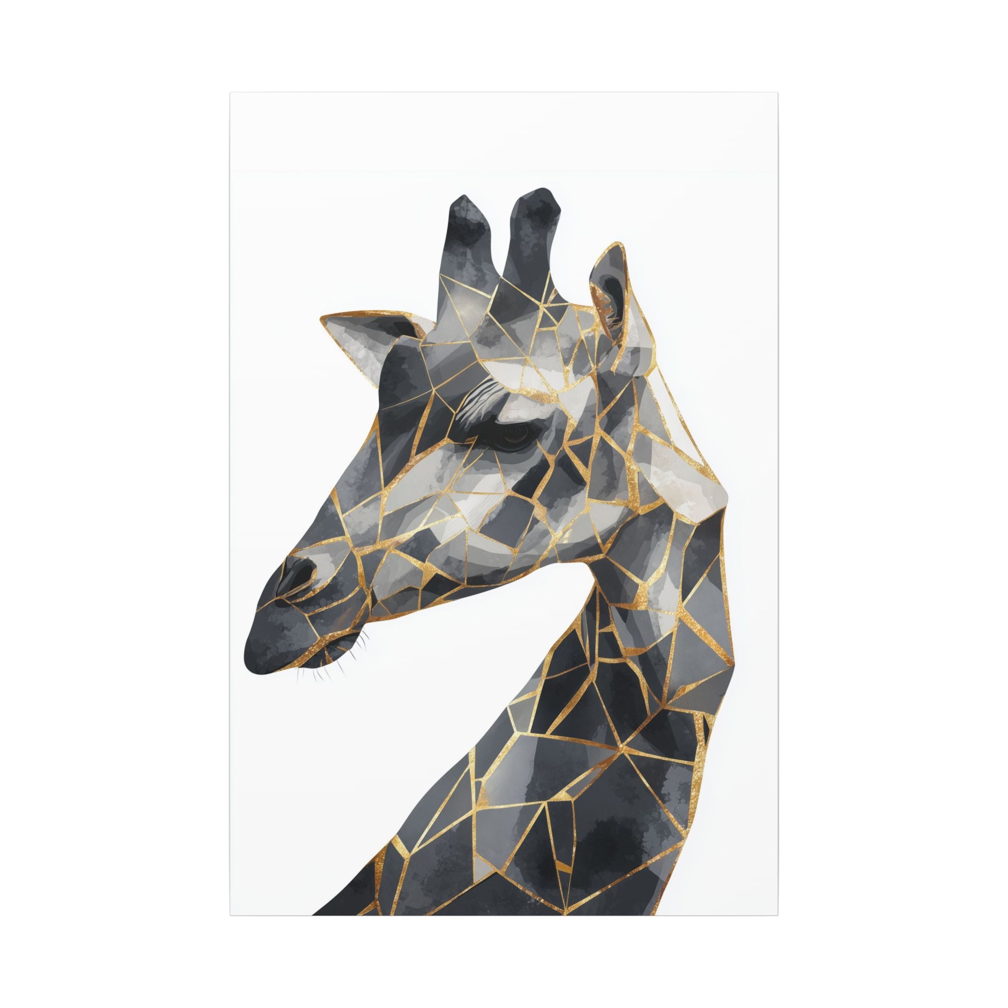 Geometric Giraffe: Modern Mosaic Art, Angular Wildlife Portrait, Monochromatic Polygon Design   |  Personalized & Custom Orders Available