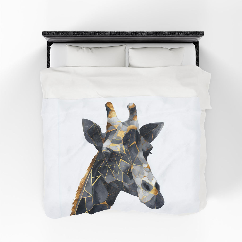 Geometric Giraffe Doona Cover: Modern Mosaic, Angular Metallic Design, Contemporary Animal Art   |  Personalized & Custom Orders Available