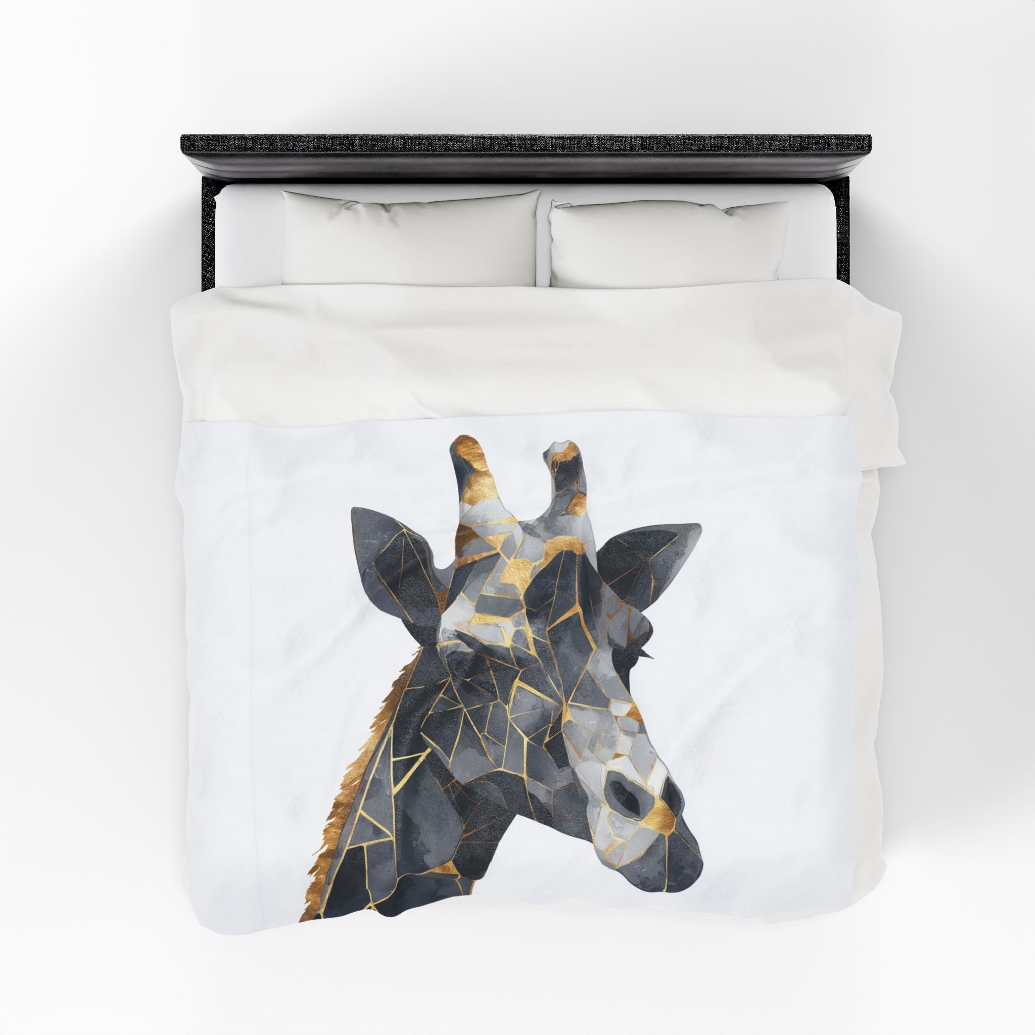 Geometric Giraffe Doona Cover: Modern Mosaic, Angular Metallic Design, Contemporary Animal Art   |  Personalized & Custom Orders Available