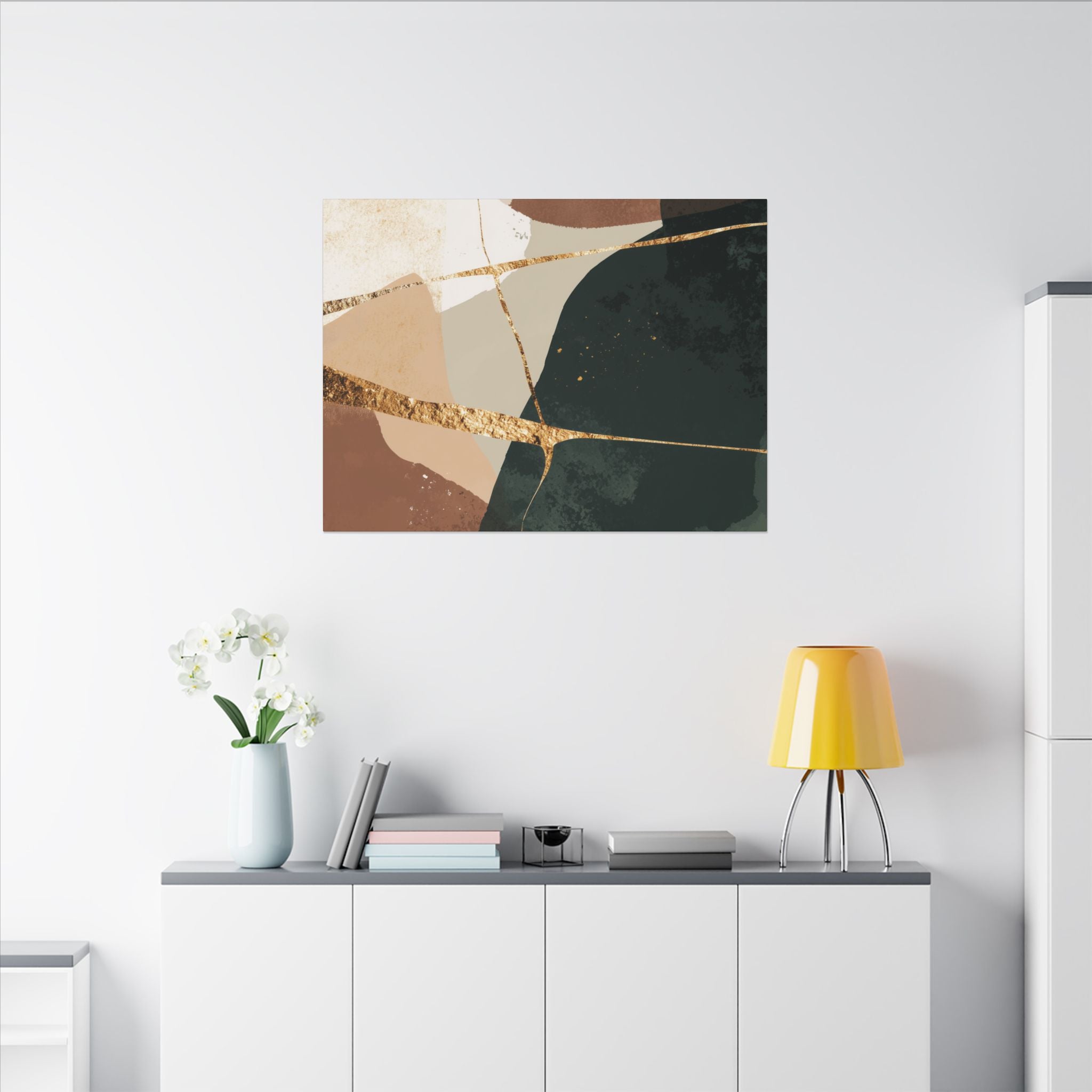 Canvas Print, Abstract Earthy Gold Wall Art, Modern Designer Home Decor, Stretched Matte Canvas; Thick, Multi-Size, Office Decor