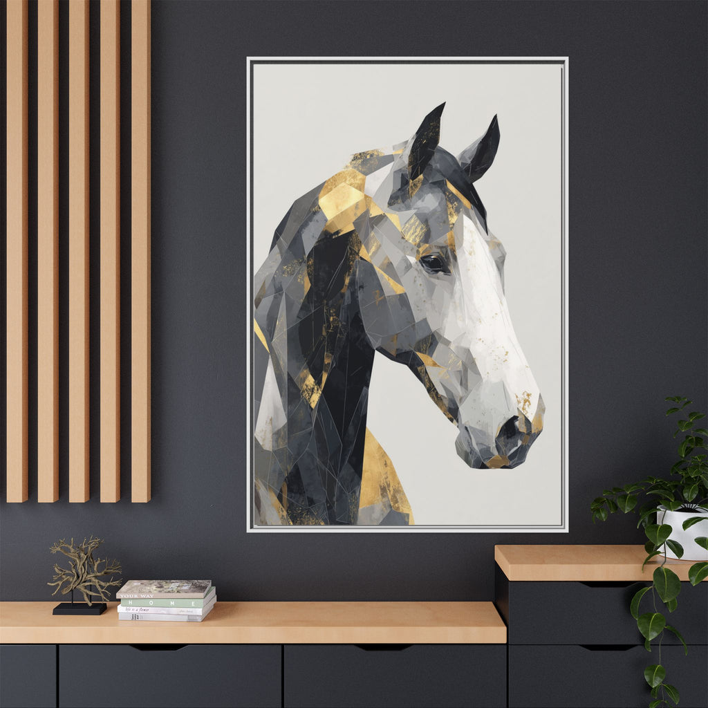 Geometric Stallion: Cubist Equine Art, Modern Metallic Polygonal Design   |  Personalized & Custom Orders Available
