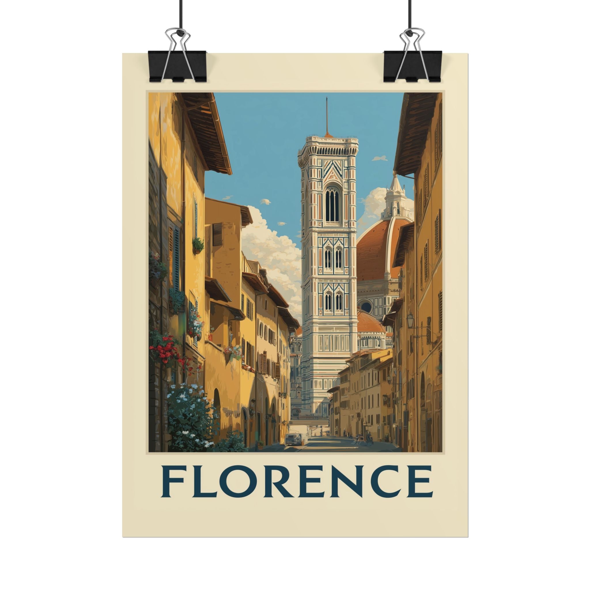 Florentine Reverie: Vintage Travel Poster of Italy, Renaissance Cityscape   |    Custom Orders Available