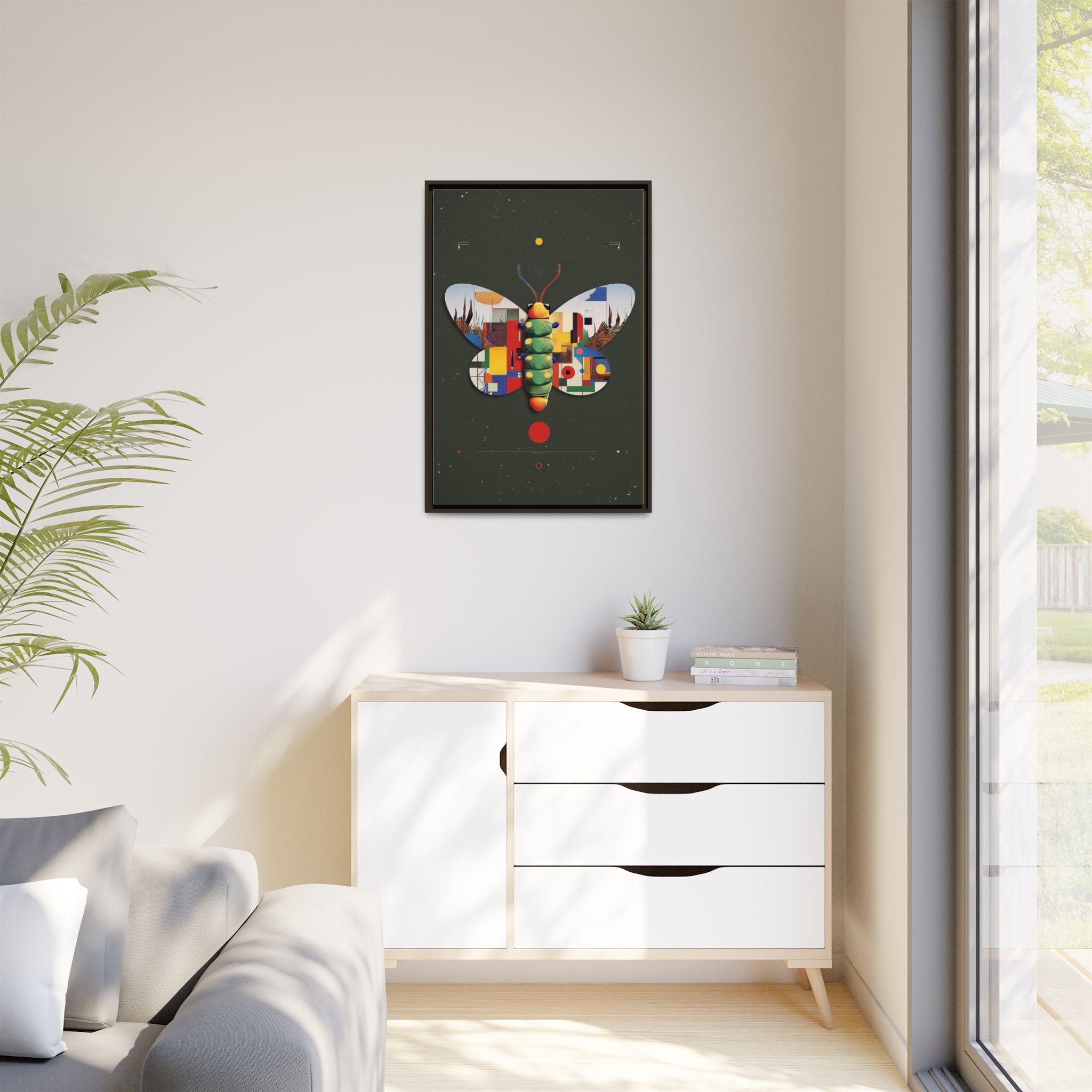Geometric Butterfly Framed Print : Digital Cubist Interpretation, Modernist Entomological Design   |  Personalized & Custom Orders Available