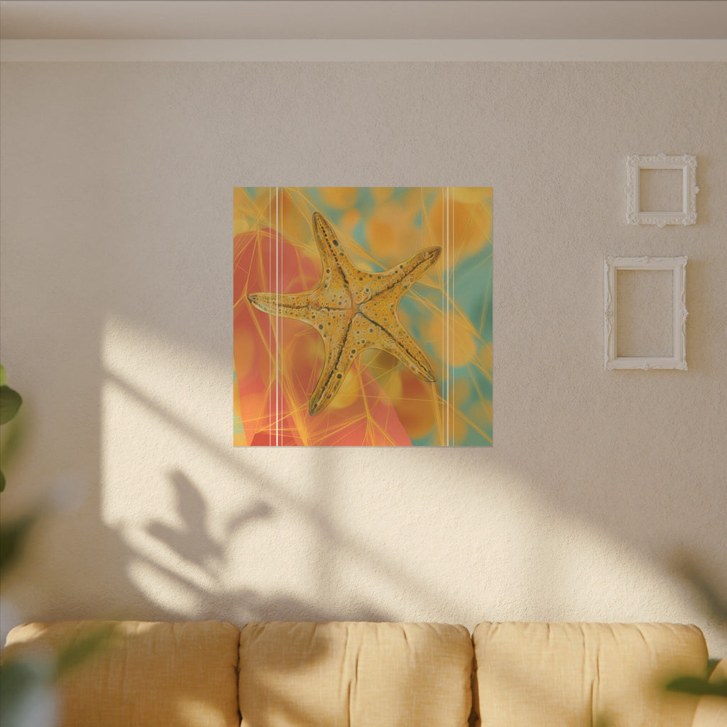 Golden Marine Geometry: Starfish Textures in Digital Art, Oceanic Abstract Composition   |    Custom Orders Available