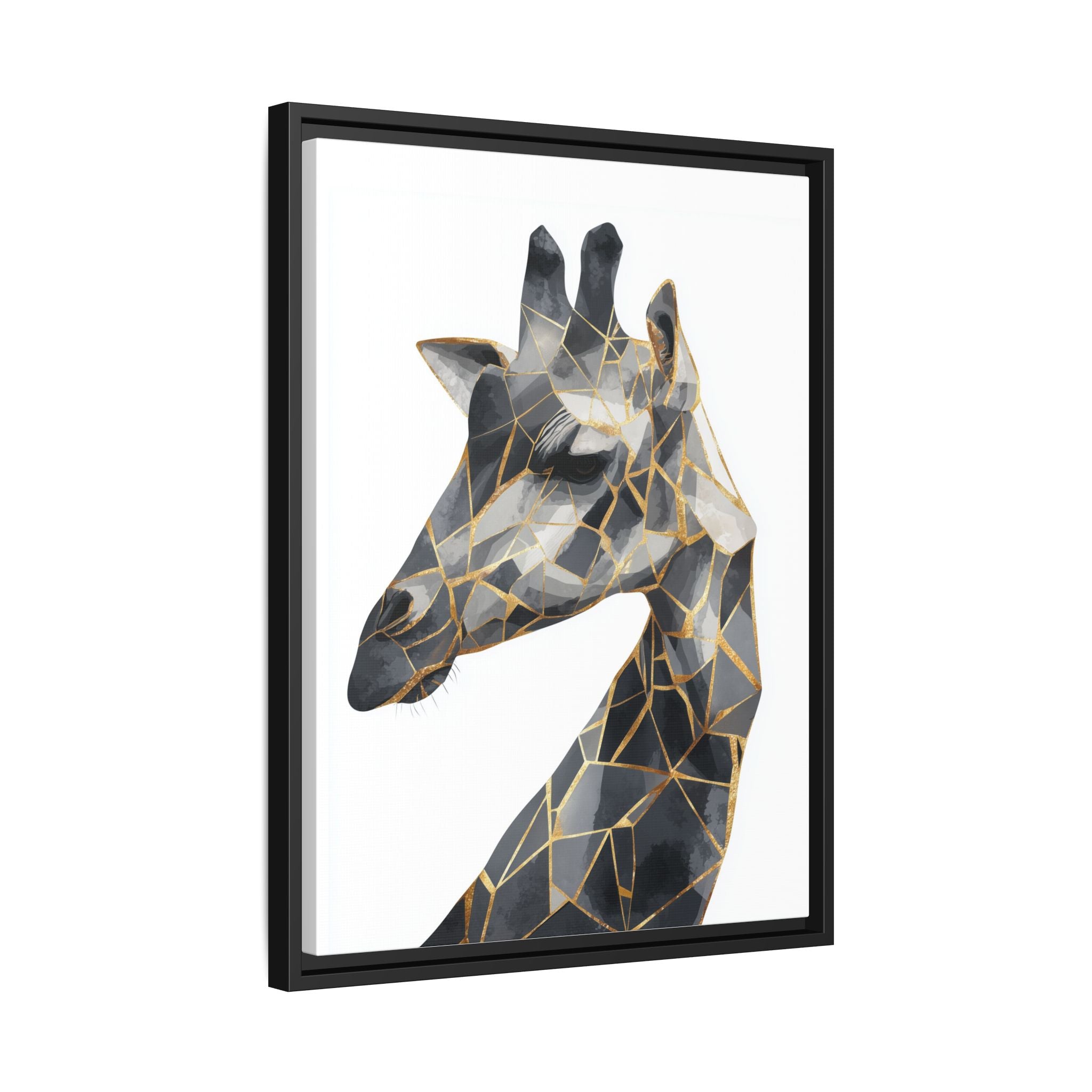 Geometric Giraffe Framed Print : Modern Mosaic Wildlife Art, Contemporary Golden Fragments   |  Personalized & Custom Orders Available