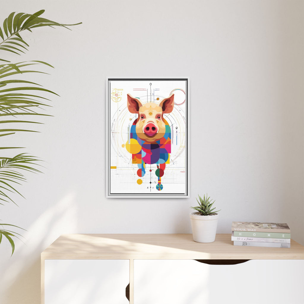 Geometric Pig: Digital Cubist Portrait, Mathematical Animal Abstraction   |    Custom Orders Available