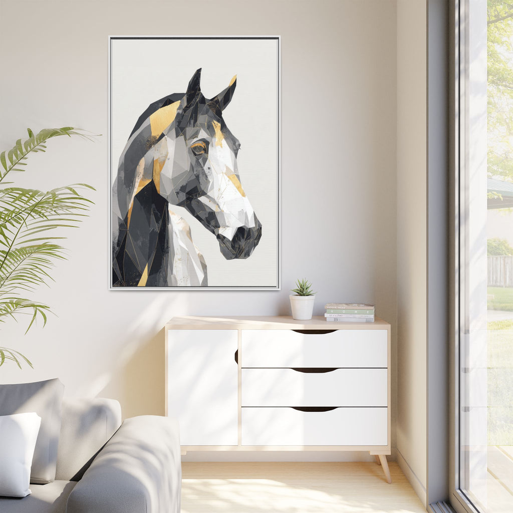 Geometric Equine Framed Print : Polygonal Horse Portrait, Modern Abstract Geometric Art   |  Personalized & Custom Orders Available