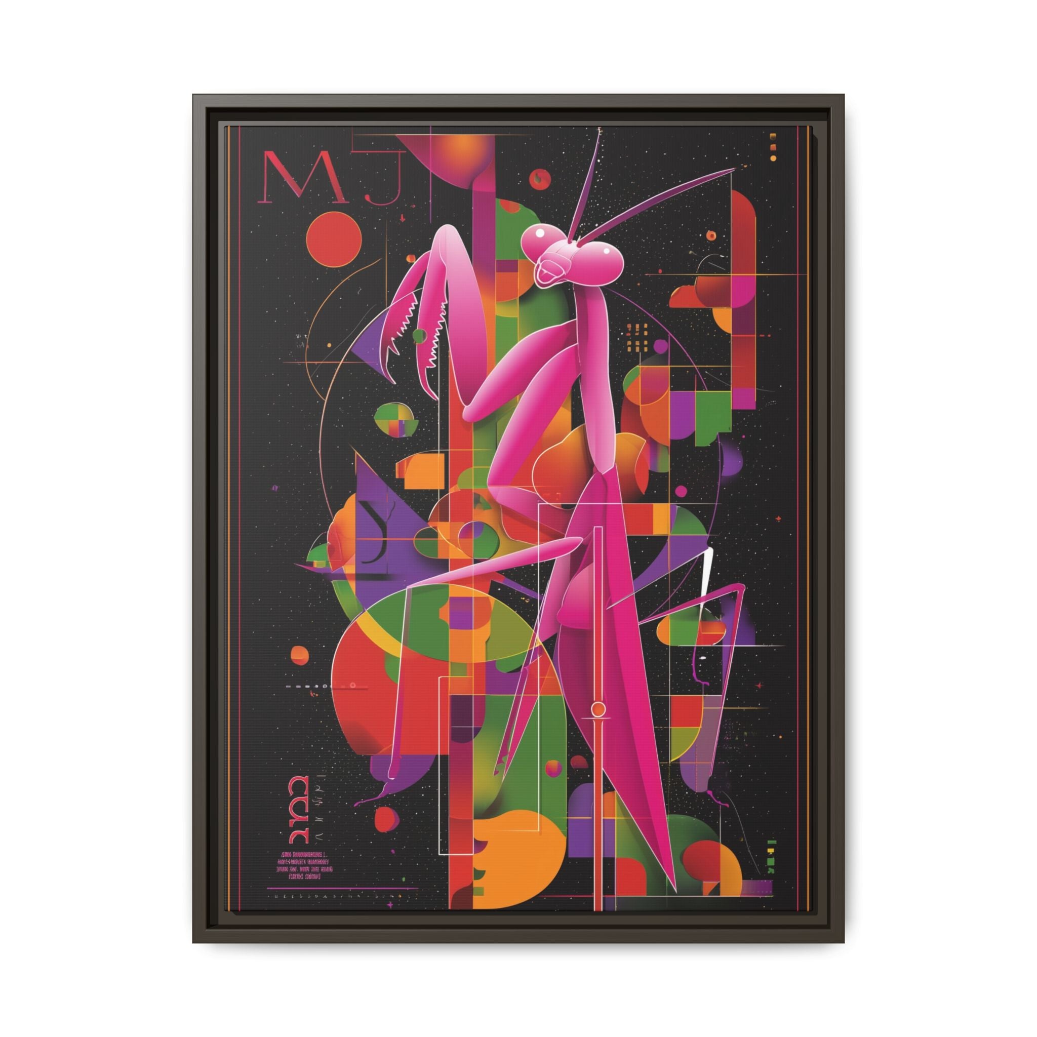 Geometric Mantis Framed Print : Starry Night Abstract, Graphic Design Poster   |  Personalized & Custom Orders Available