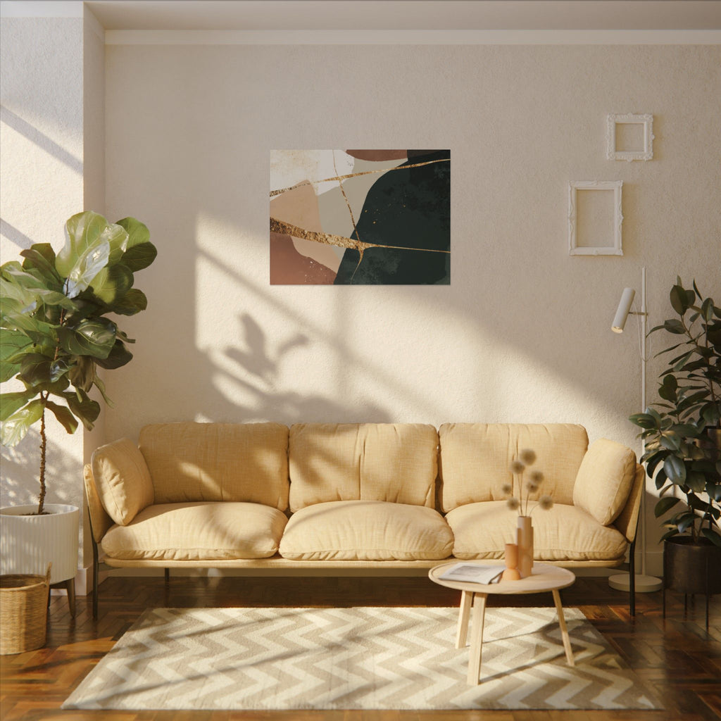 Canvas Print, Abstract Earthy Gold Wall Art, Modern Designer Home Decor, Stretched Matte Canvas; Thick, Multi-Size, Office Decor