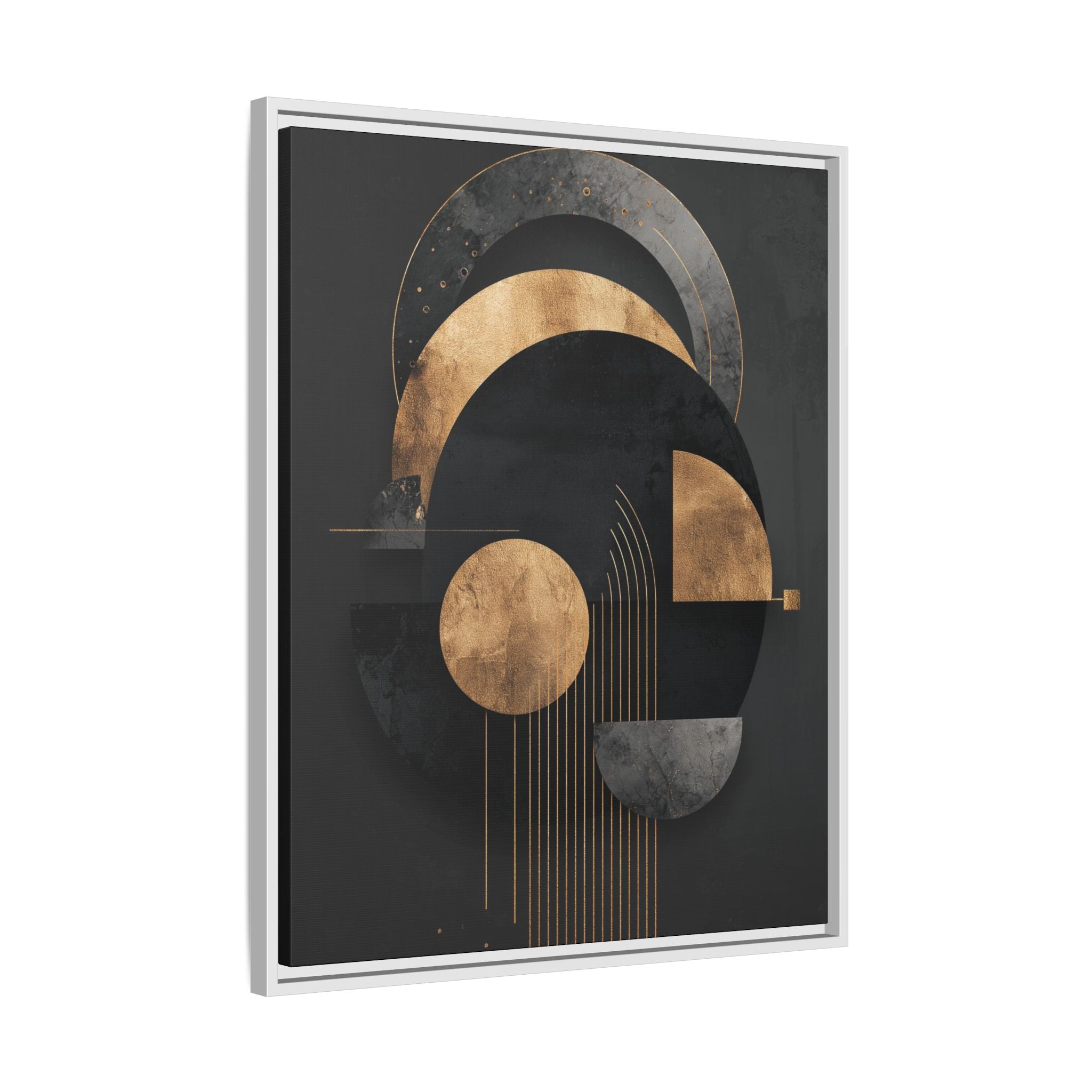 Geometric Resonance: Abstract Gold and Black Design, Minimalist Architectural Art, Modern Metallic Composition   |   Custom Orders Accepted