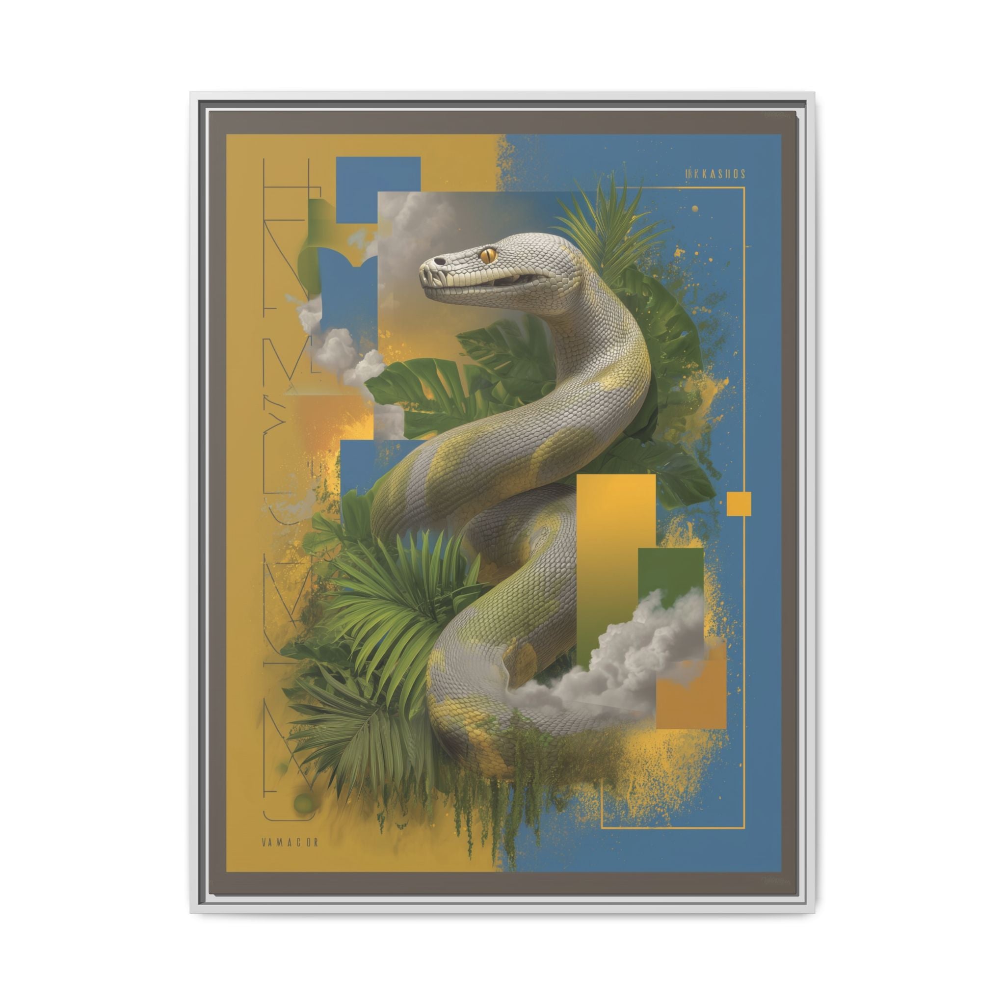 Serpent of Surreal Geometries: Tropical Hyperrealism, Digital Snake Illustration   |    Custom Orders Available