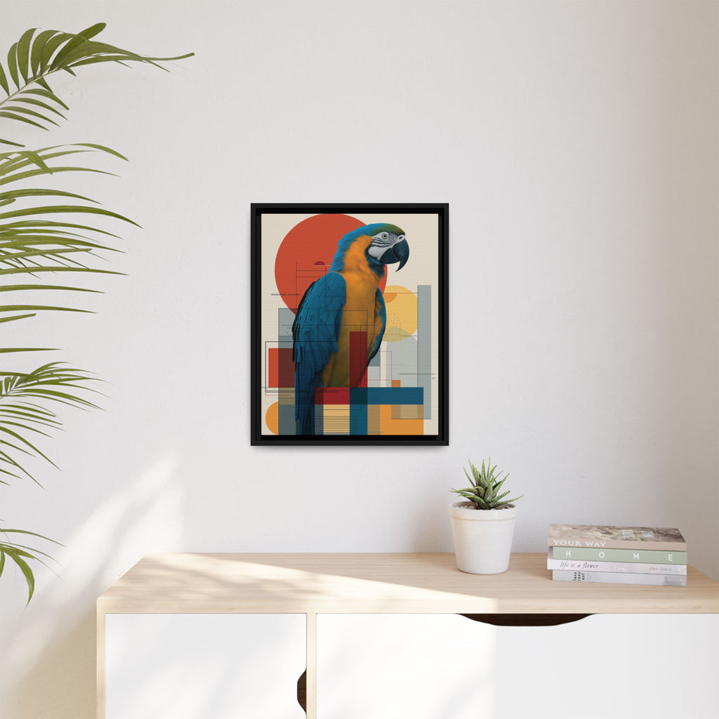 Vibrant Macaw Geometric Framed Print: Avian Realism, Modern Abstract Composition   |  Personalized & Custom Orders Available
