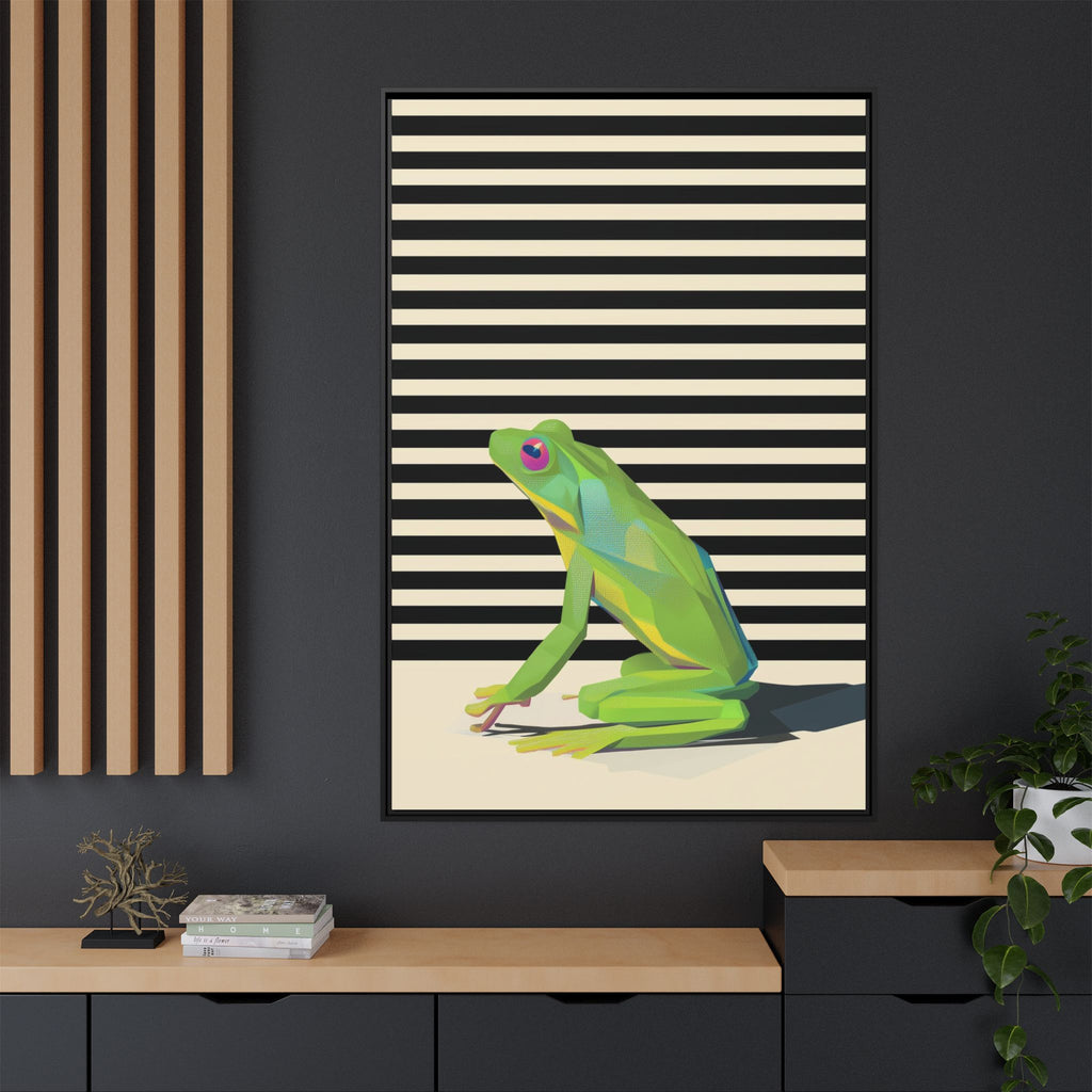Stylized Frog Portrait Framed Print , Minimalist Pop Art Design   |  Personalized & Custom Orders Available