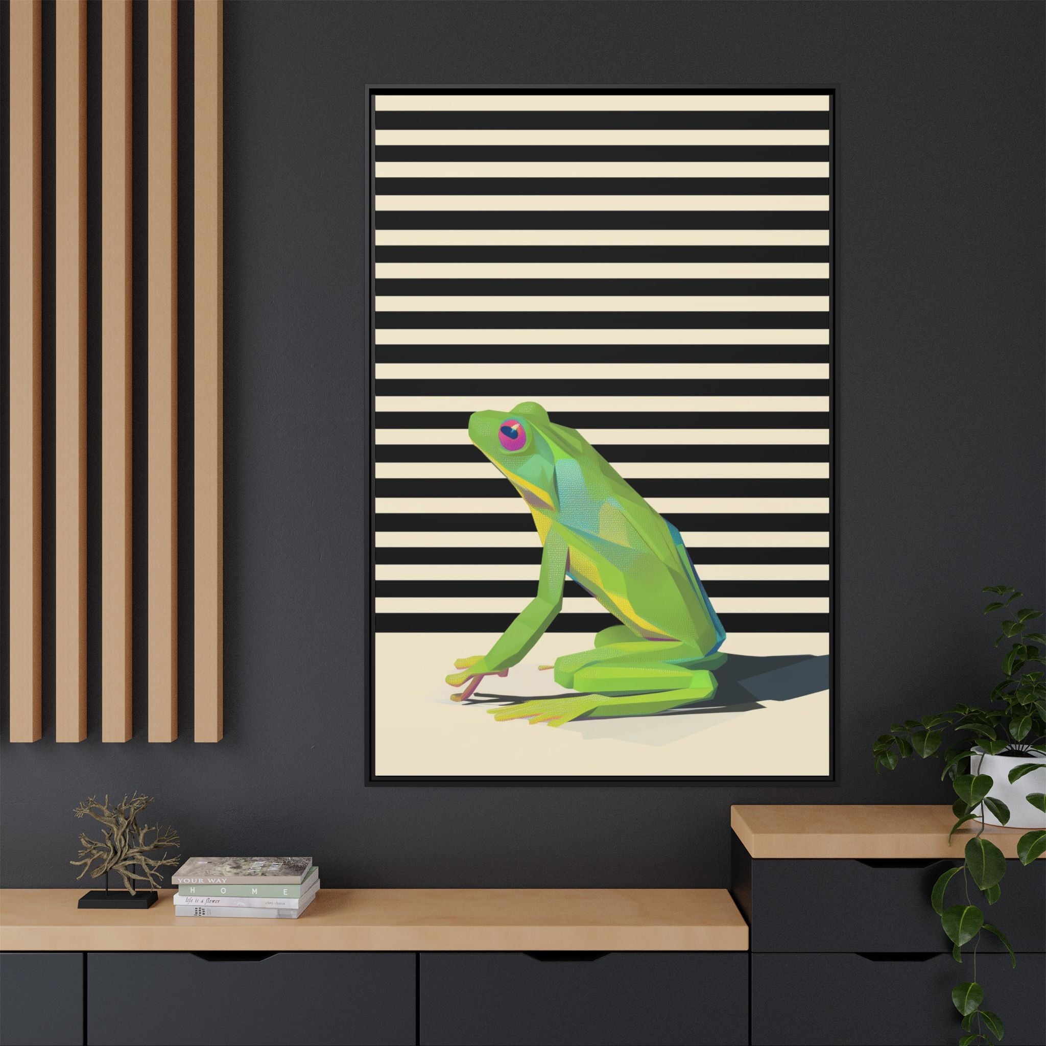 Stylized Frog Portrait Framed Print , Minimalist Pop Art Design   |  Personalized & Custom Orders Available