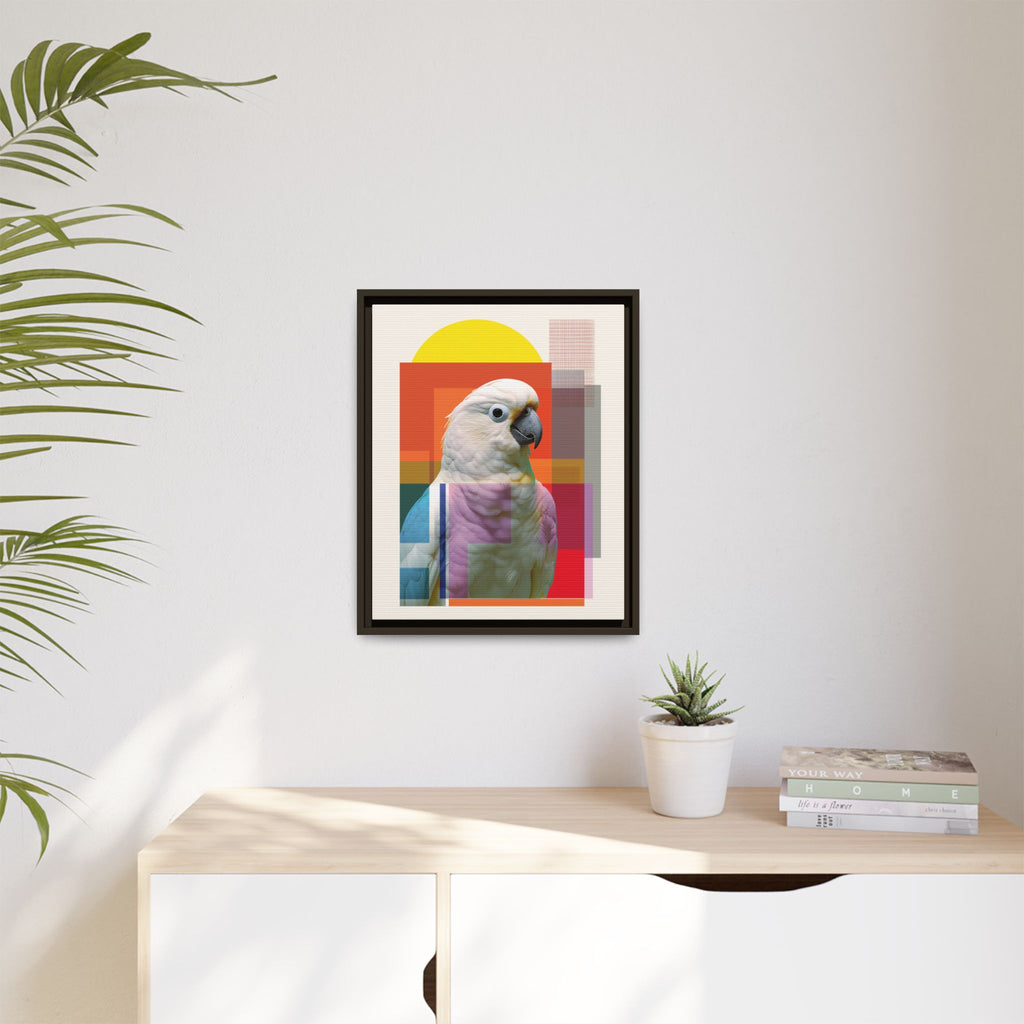 Cockatoo Chromatics Framed Print: Geometric Wildlife Portrait, Contemporary Art Print   |  Personalized & Custom Orders Available