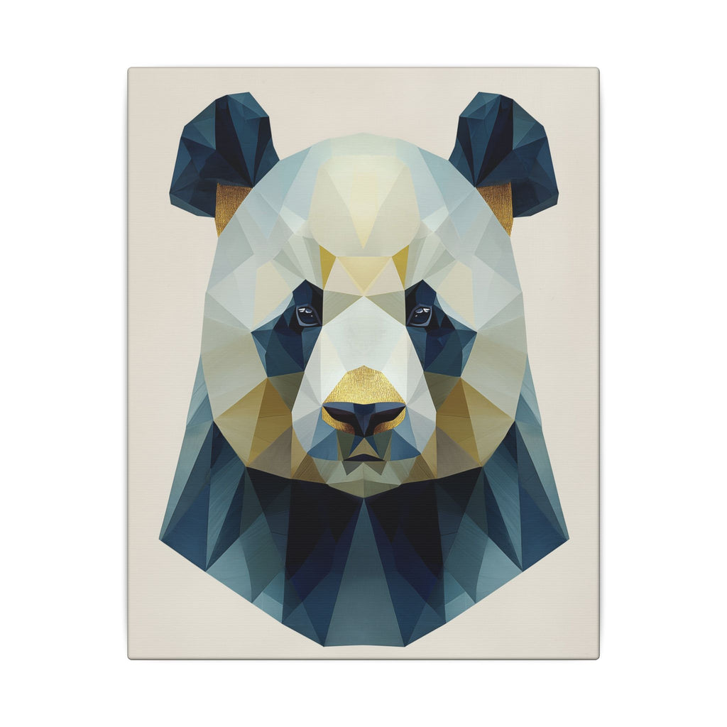 Geometric Panda: Low-Poly Animal Art, Modern Minimalist Design, Blue and Gold Illustration   |  Personalized & Custom Orders Available