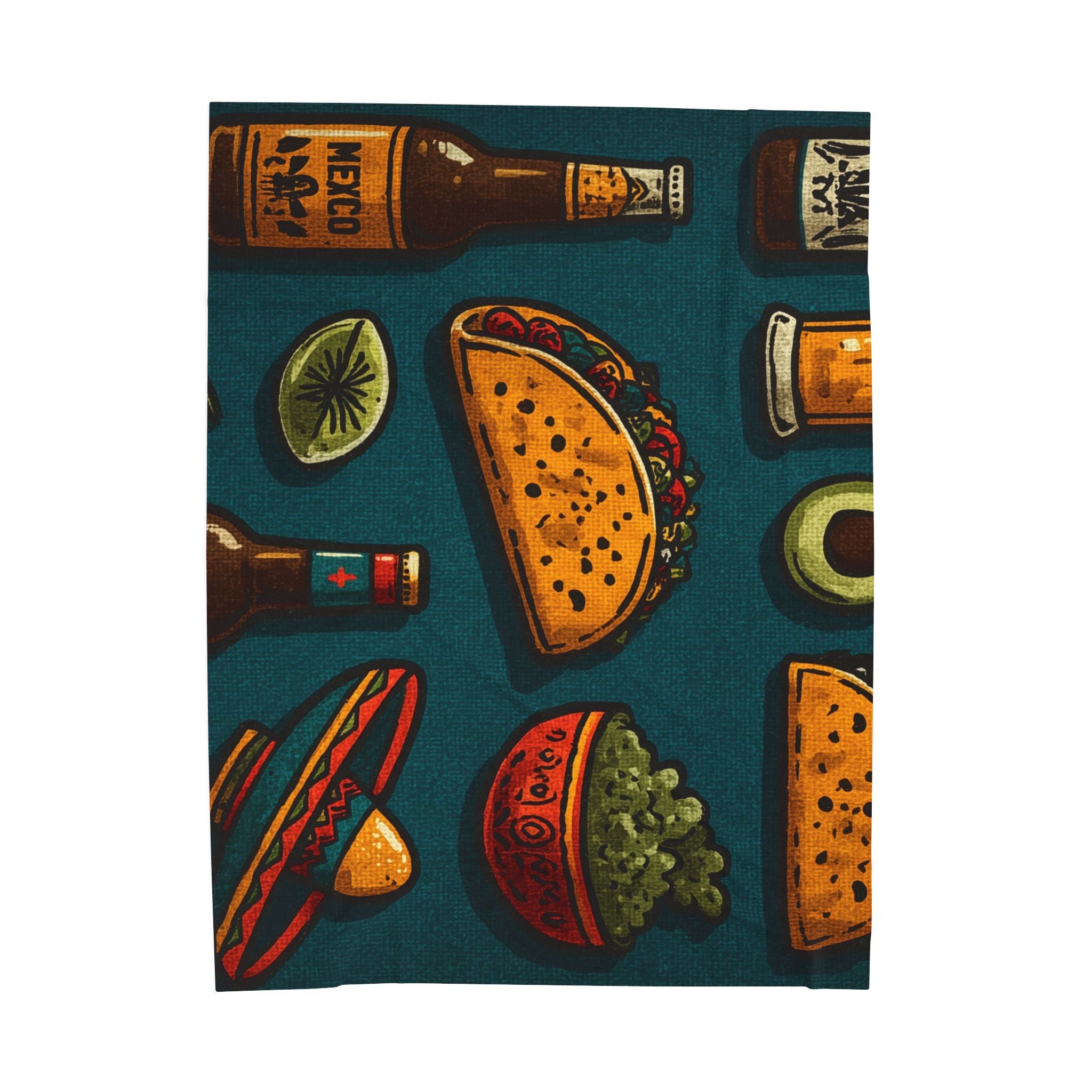 Fiesta of Flavors Quilt Doona Duvet Cover : Vintage Mexican Culinary Art, Retro Food & Drink Illustration   |   Custom Orders Accepted