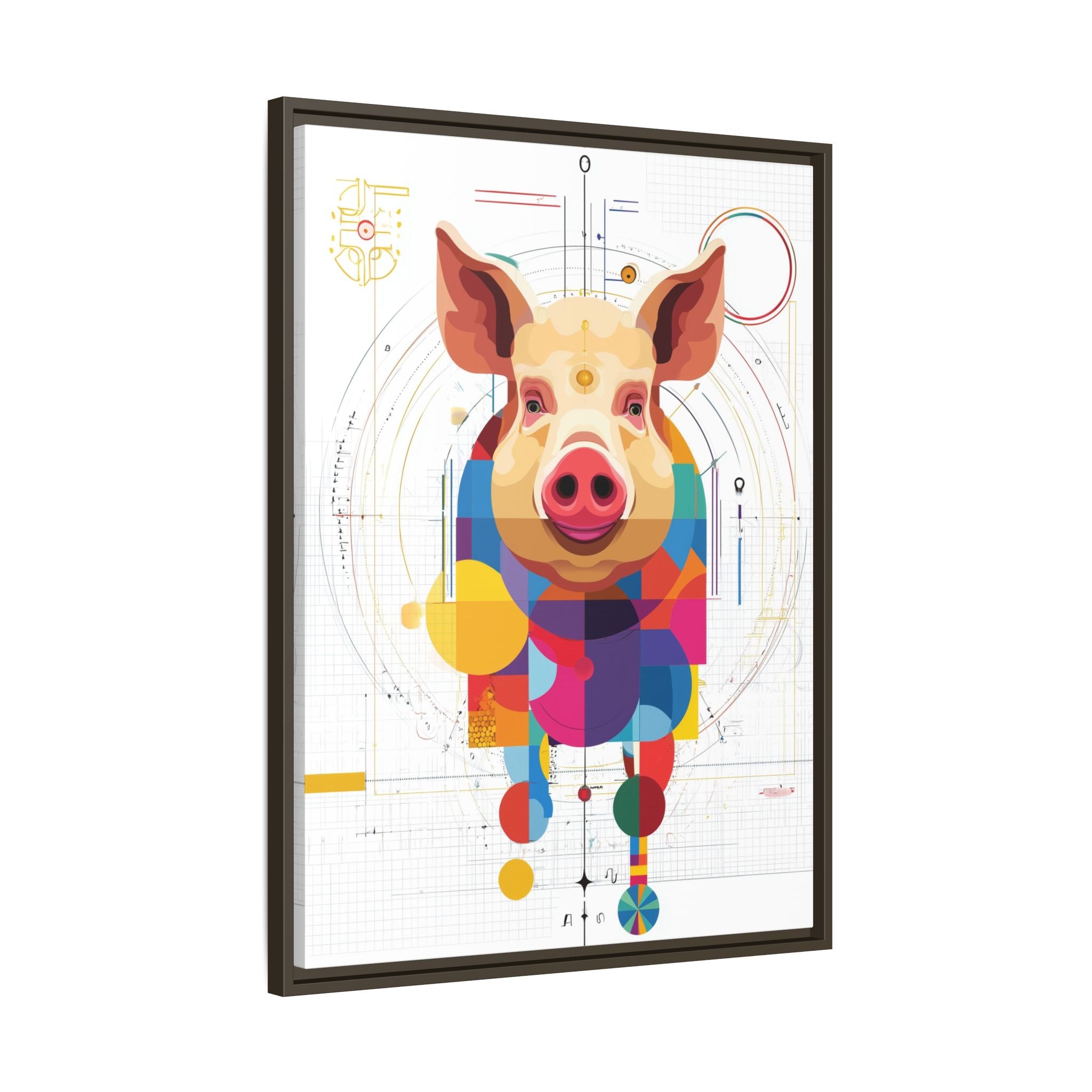 Geometric Pig: Digital Cubist Portrait, Mathematical Animal Abstraction   |    Custom Orders Available