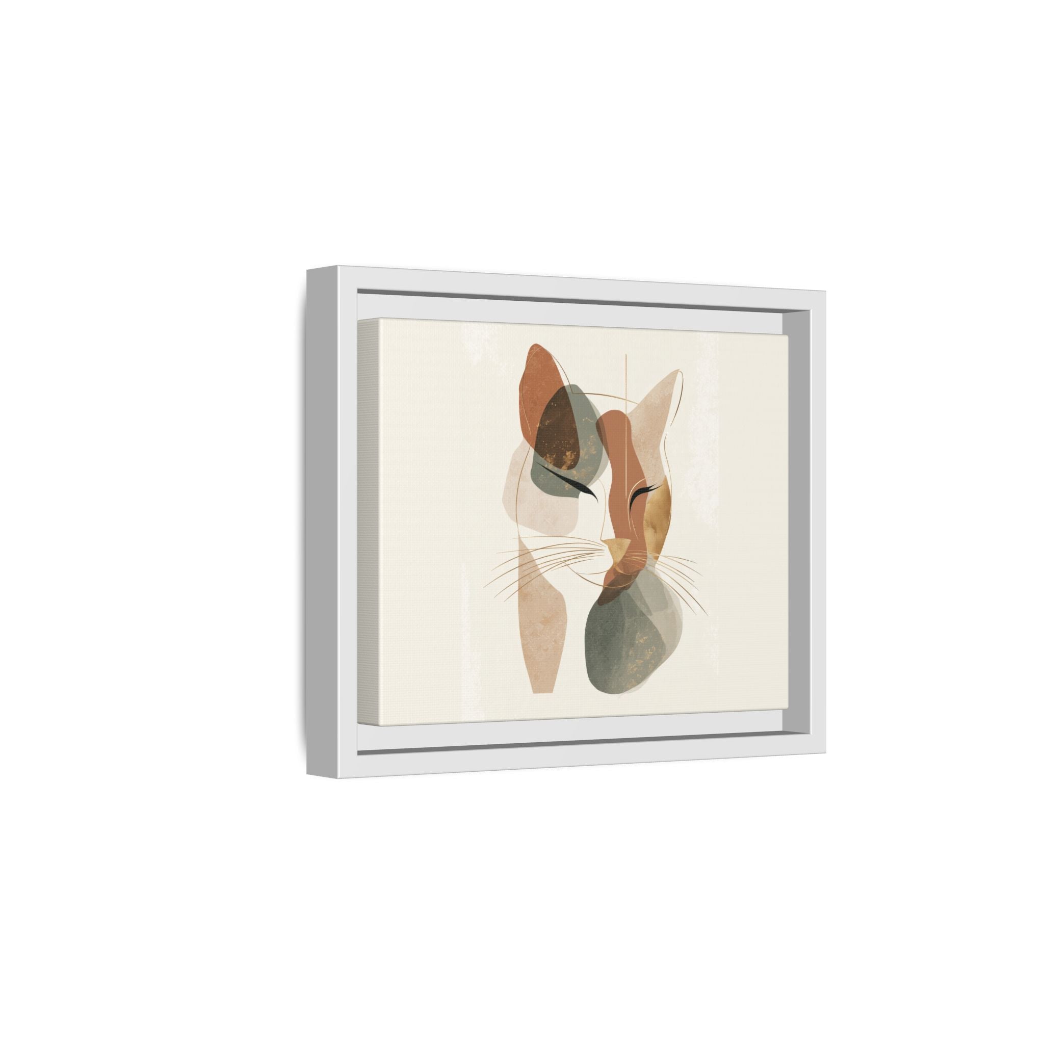 Feline Geometry: Abstract Cat Portrait, Minimalist Earth Tones   |  Personalized & Custom Orders Available