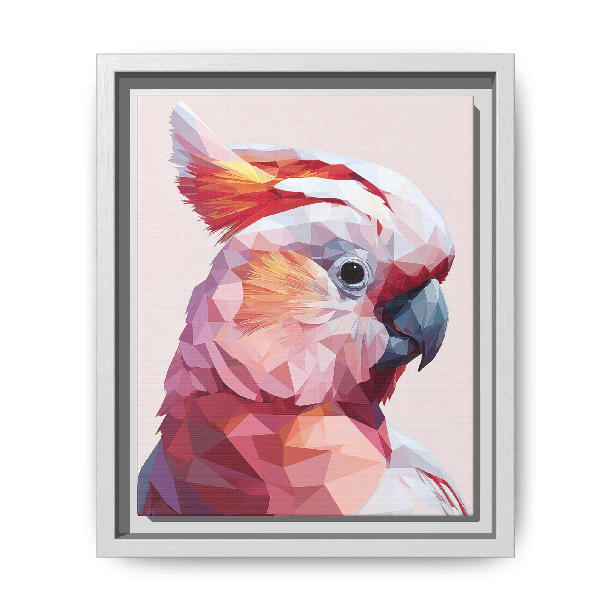 Prismatic Cockatoo: Geometric Bird Portrait, Low-Poly Digital Art   |  Personalized & Custom Orders Available