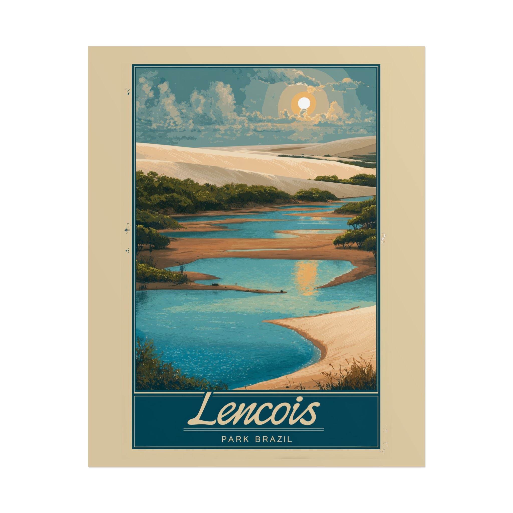 Lencois Paradise: Brazilian River Landscape, Vintage Travel Poster Style   |    Custom Orders Available