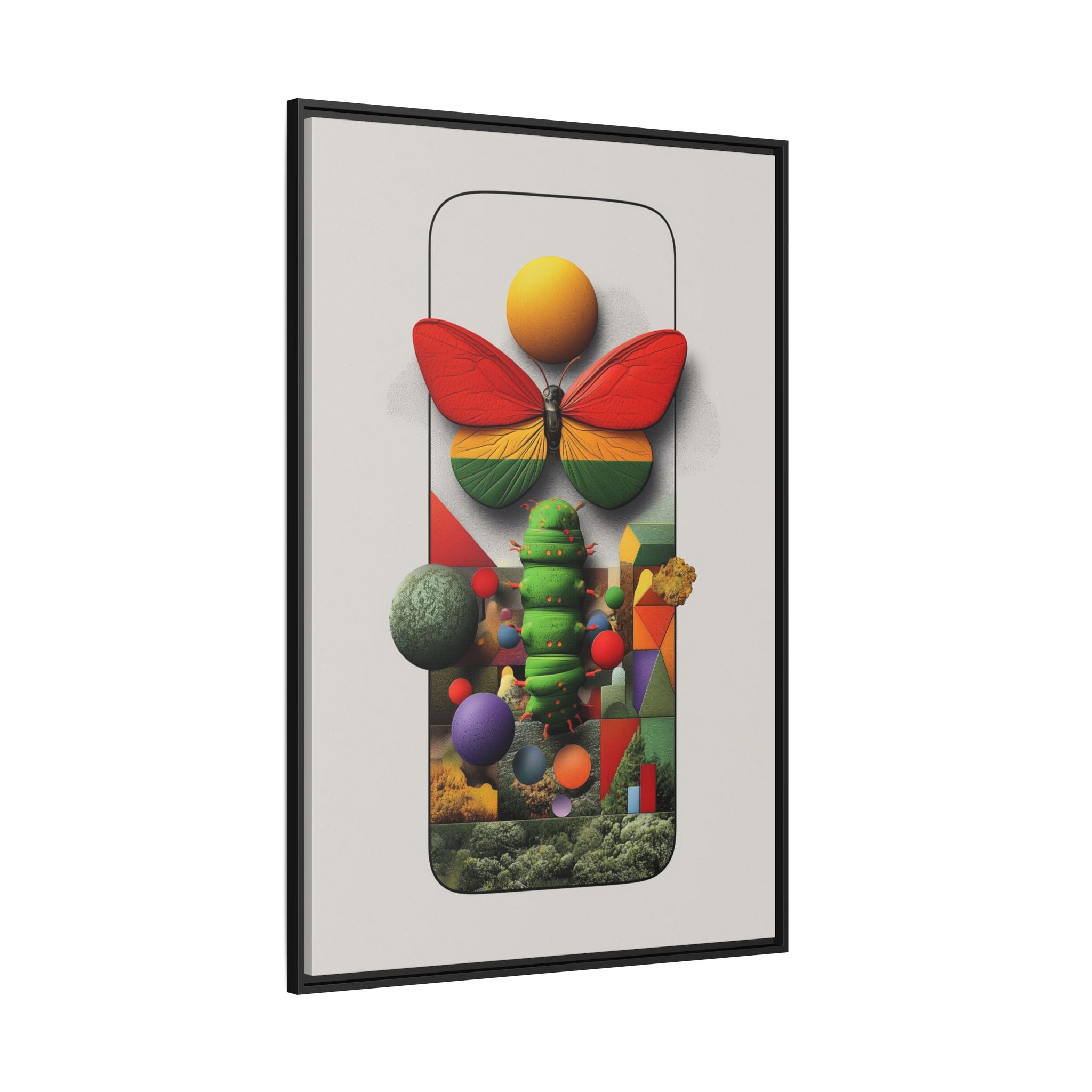 Metamorphosis Framed Print : Geometric Nature Transformation, Vibrant Butterfly Composition   |  Personalized & Custom Orders Available