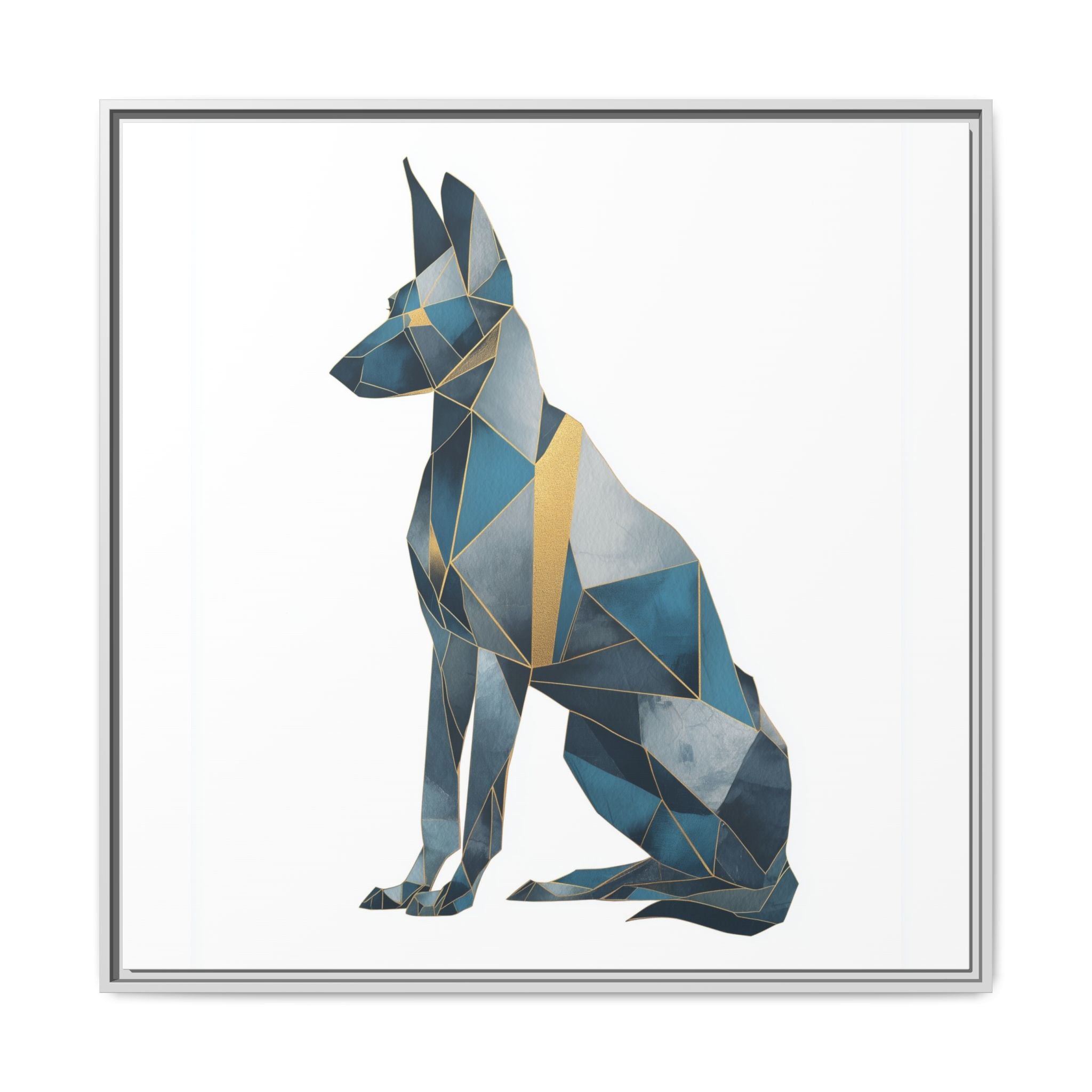 Geometric Canine Mosaic: Fractured Blue Shepherd, Modern Polygonal Art   |  Personalized & Custom Orders Available