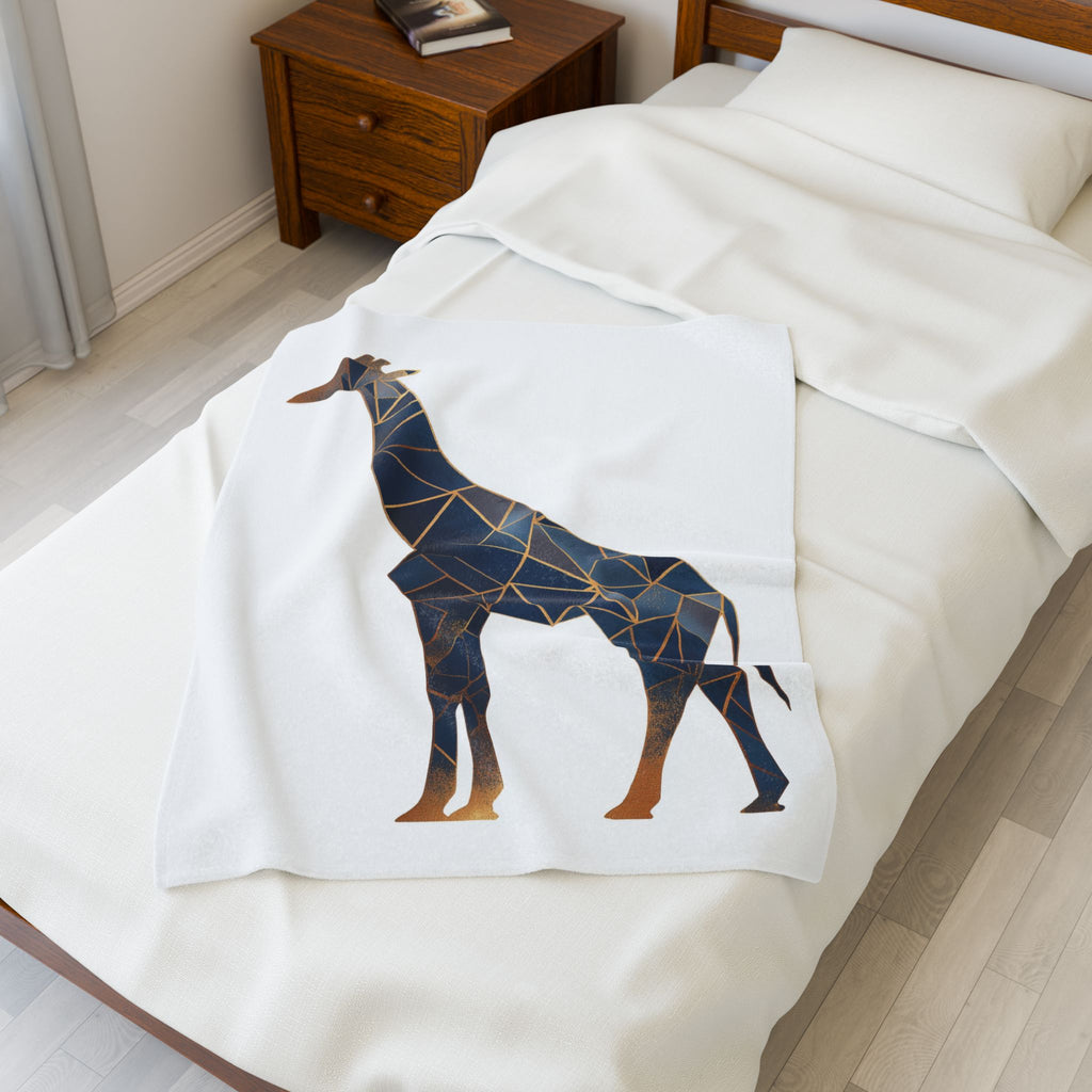 Geometric Giraffe Blanket : Triangular Mosaic, Modern Animal Art, Navy Blue Abstract Silhouette   |  Personalized & Custom Orders Available