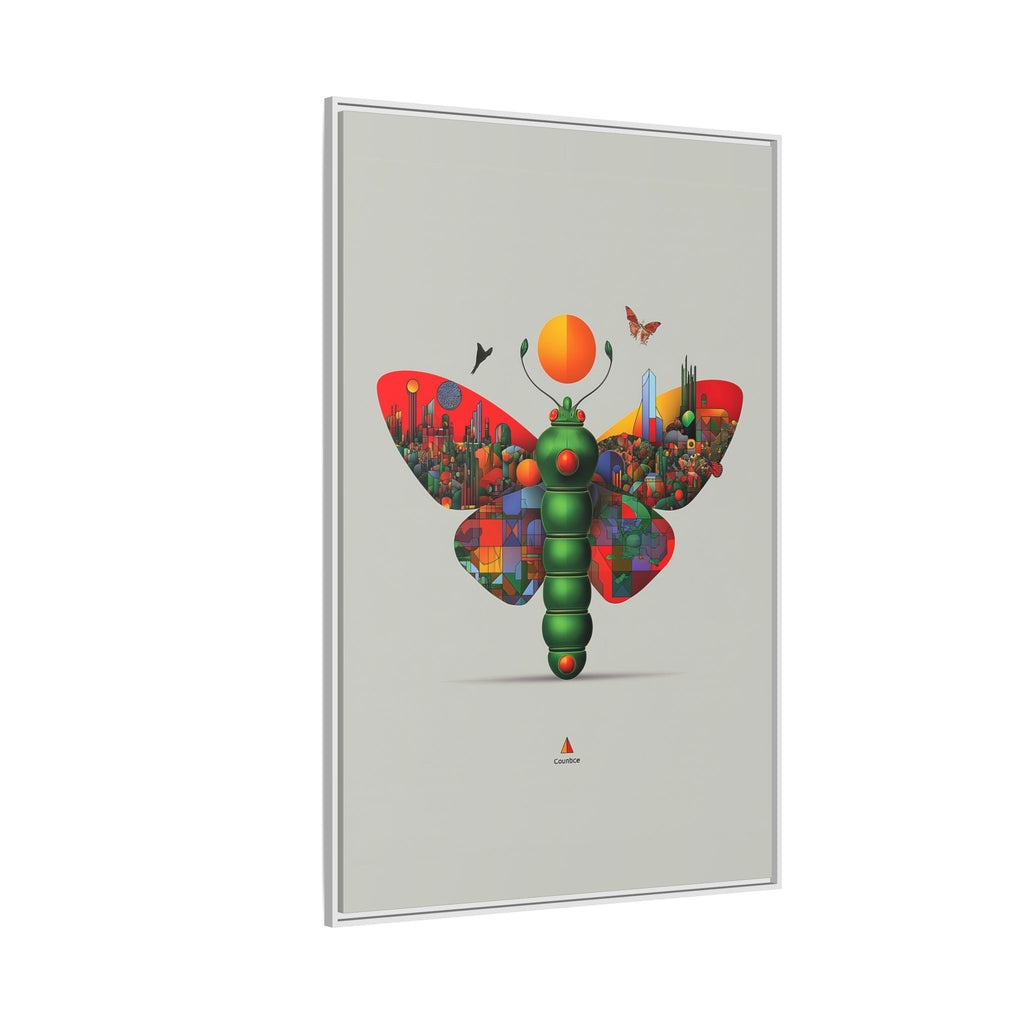 Urban Metamorphosis Framed Print: Geometric Cityscape Butterfly, Digital Surrealism Collage   |  Custom Orders Available