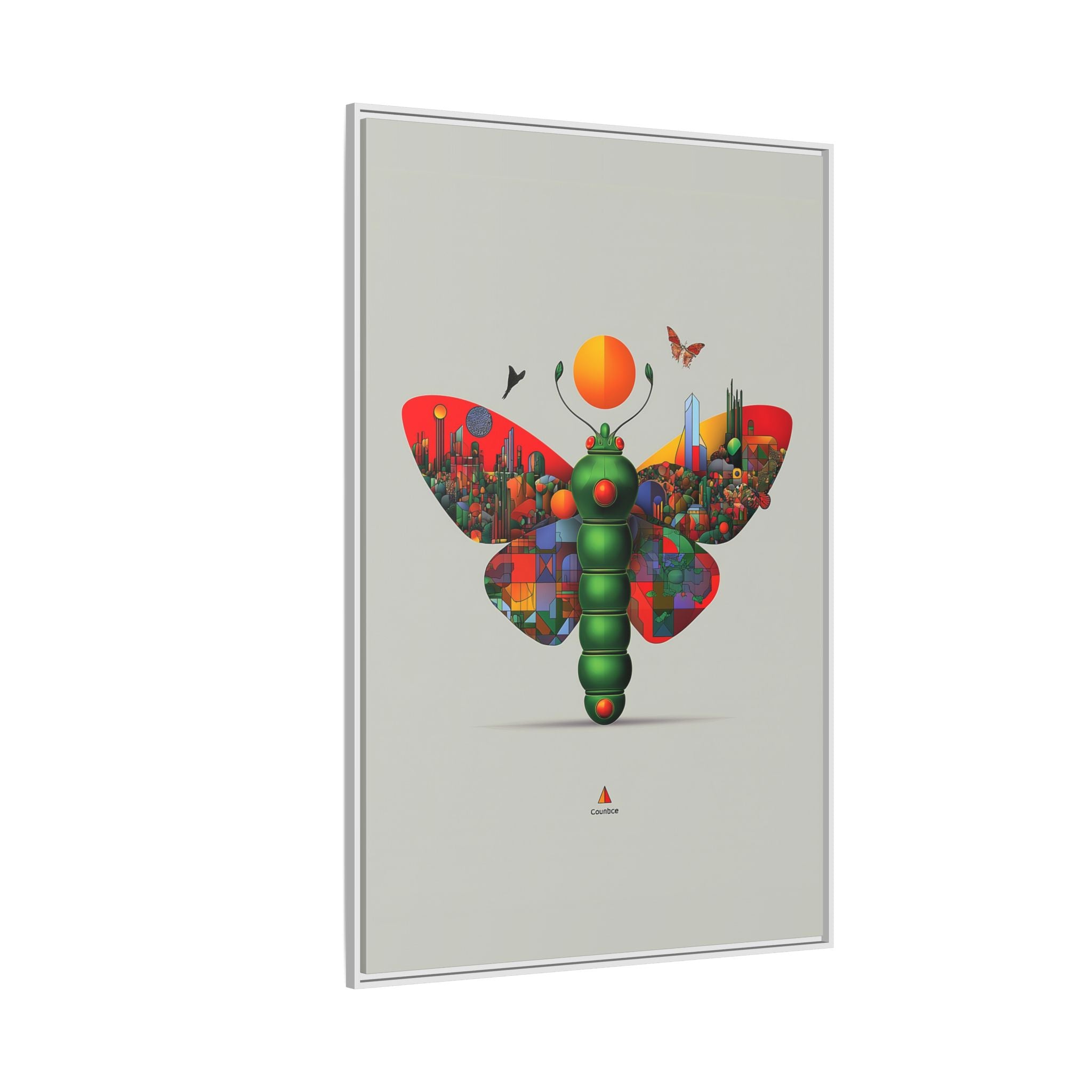 Urban Metamorphosis Framed Print: Geometric Cityscape Butterfly, Digital Surrealism Collage   |  Custom Orders Available