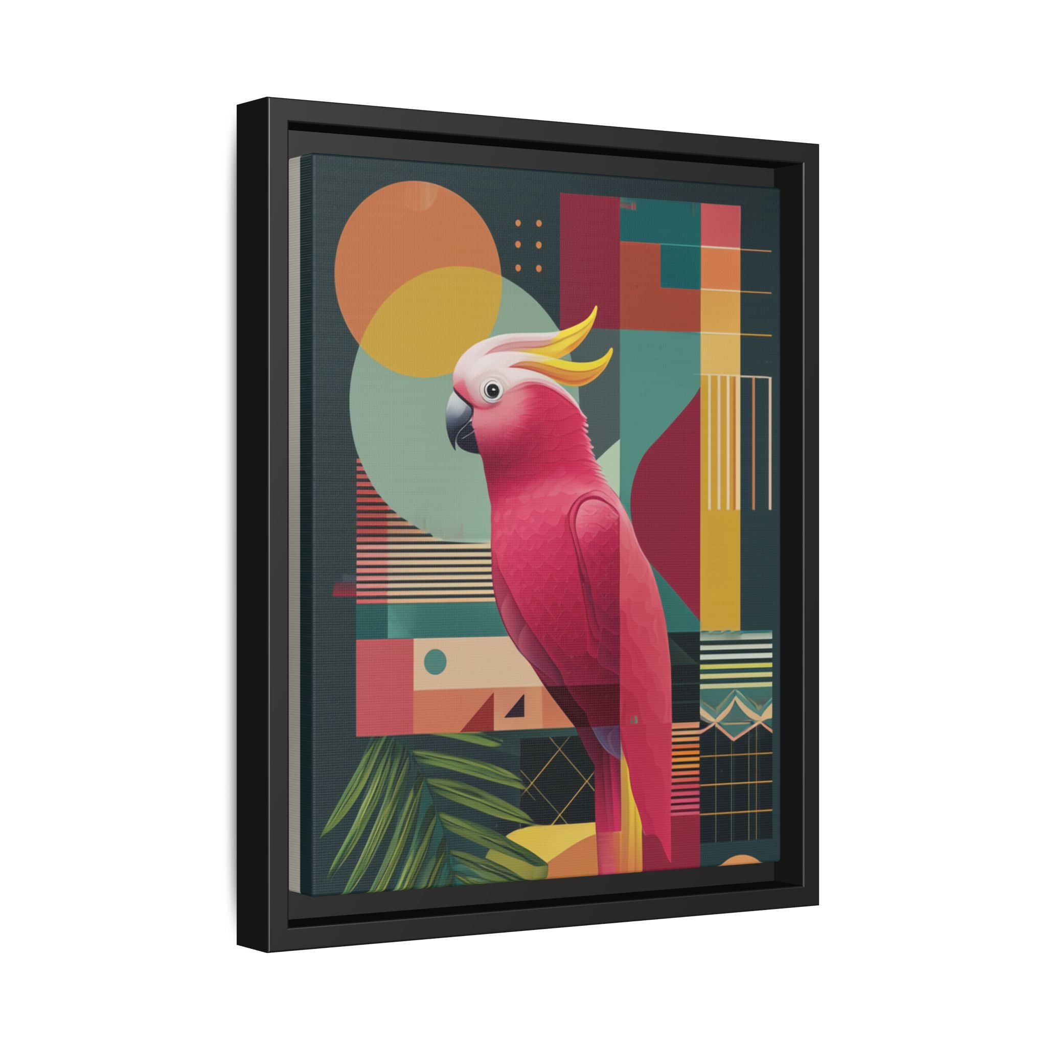 Cockatoo in Geometric Bloom: Mid-Century Modern Art, Tropical Abstract Design   |    Custom Orders Available