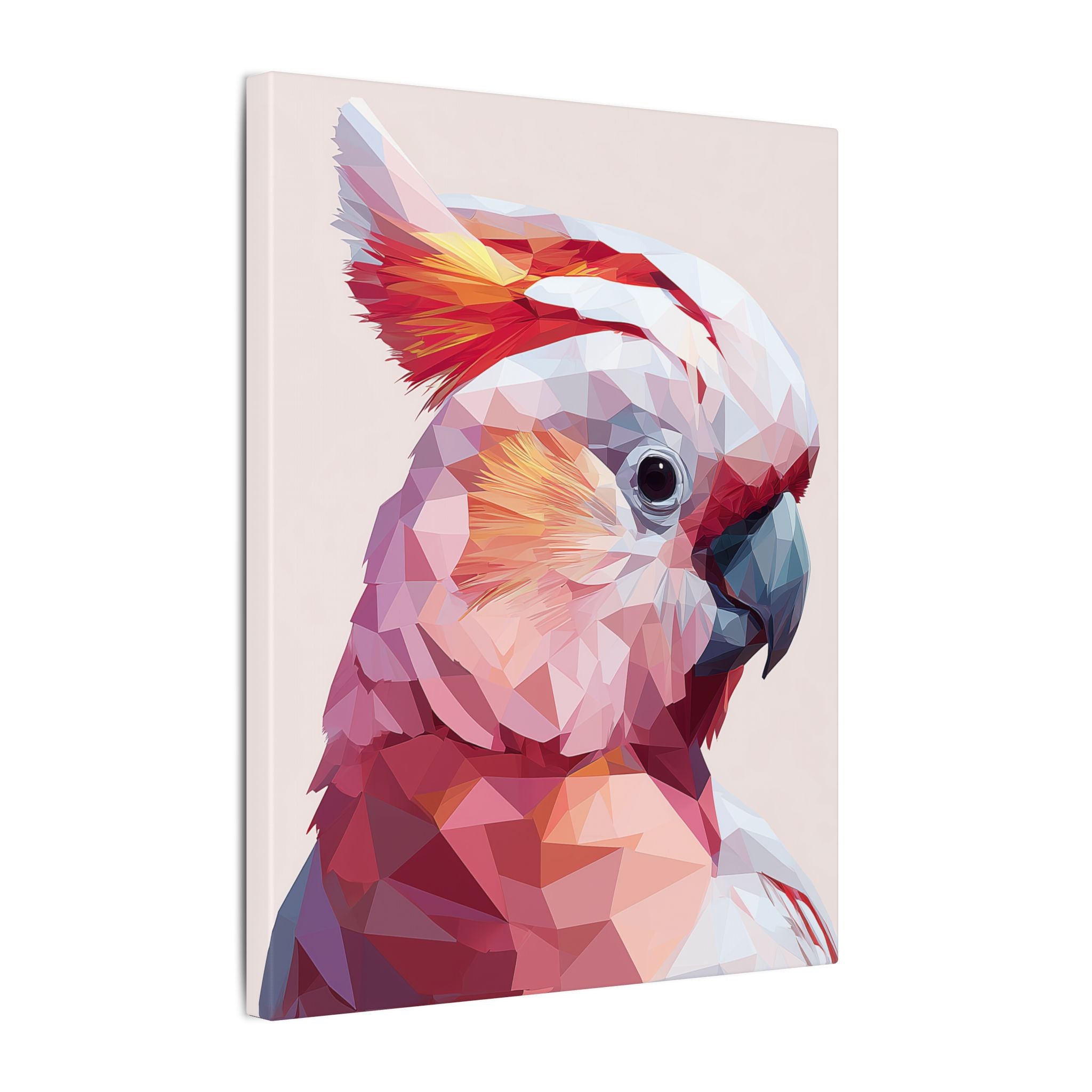 Polygonal Parrot: Low-Poly Digital Art, Geometric Cockatoo Portrait   |    Custom Orders Available