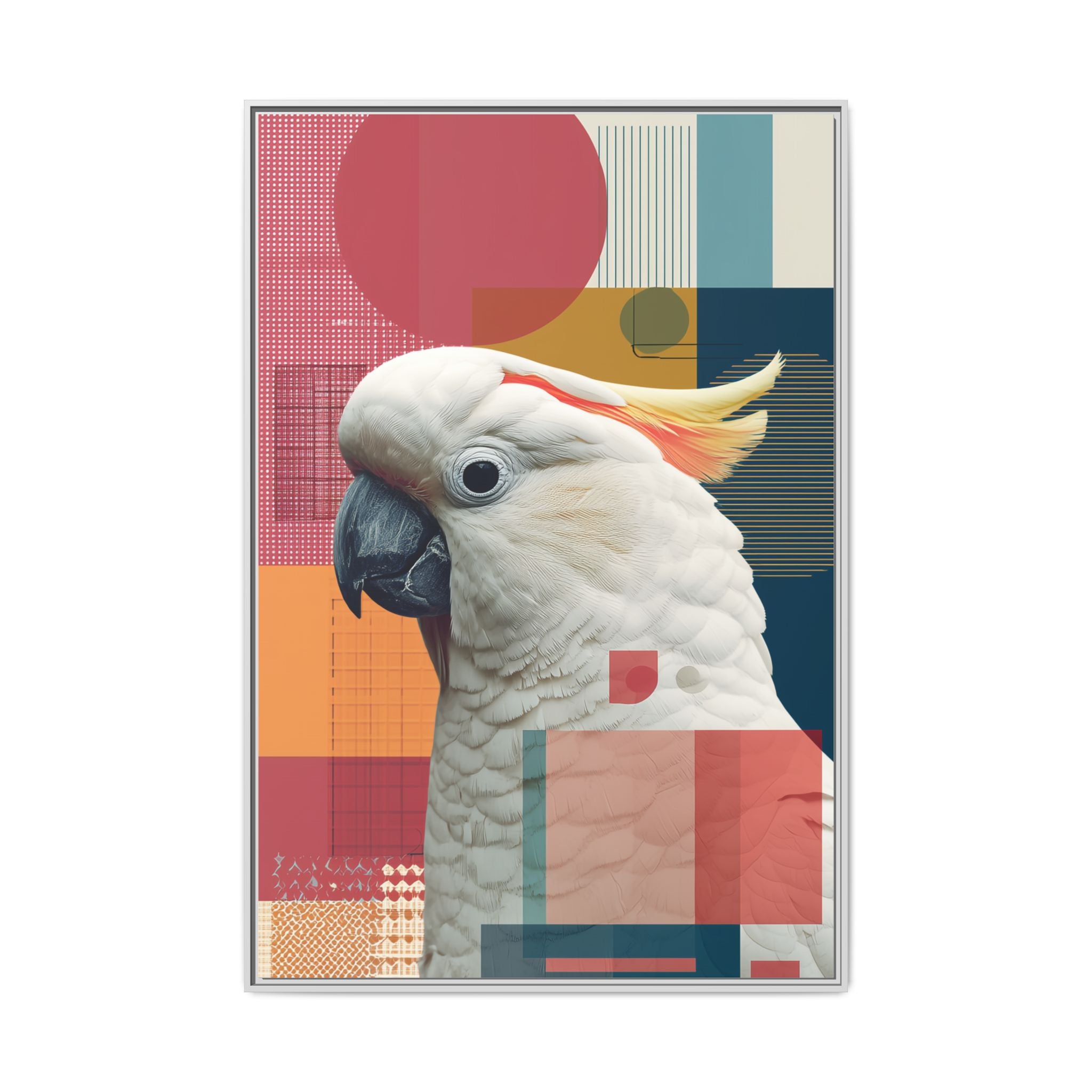 Cockatoo in Geometry: Mid-Century Modern Wildlife Art, Photorealistic Nature Print   |    Custom Orders Available