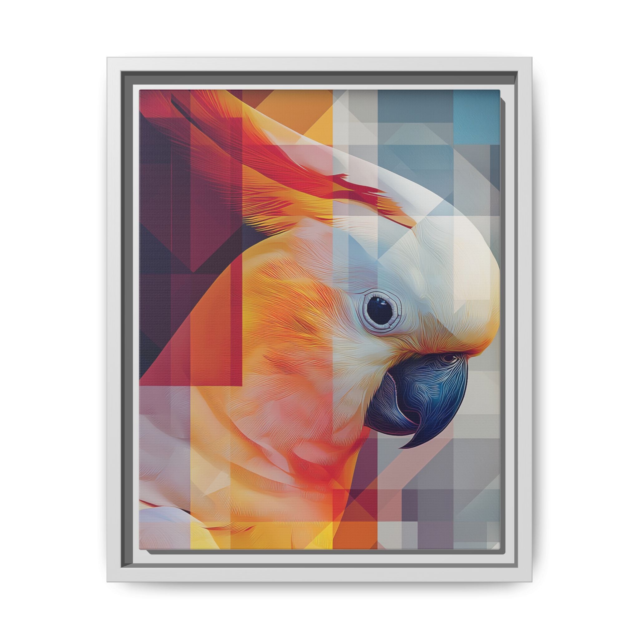 Prismatic Cockatoo Framed Print: Geometric Portrait, Digital Mosaic Artwork   |  Personalized & Custom Orders Available