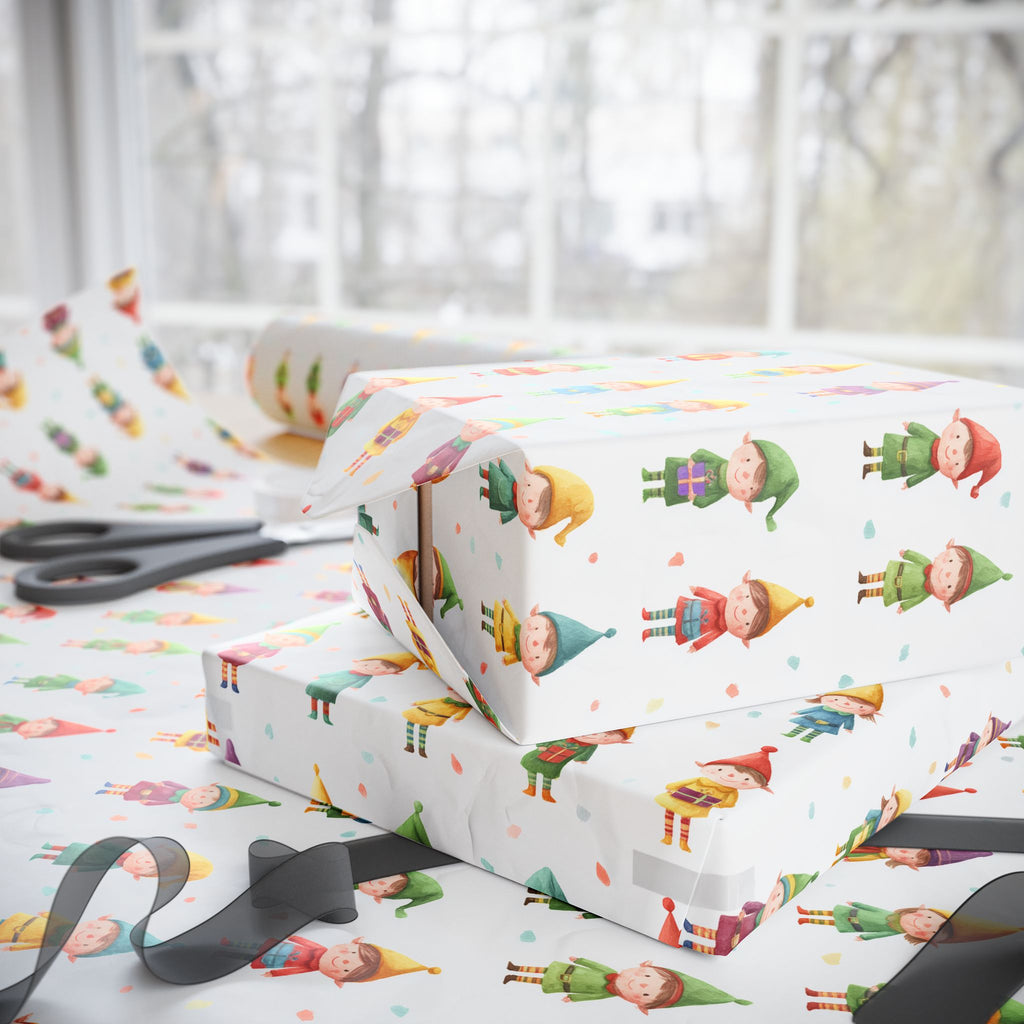 Christmas Elf Wrapping Paper Roll – Cute Holiday Gift Wrap with Elves & Presents