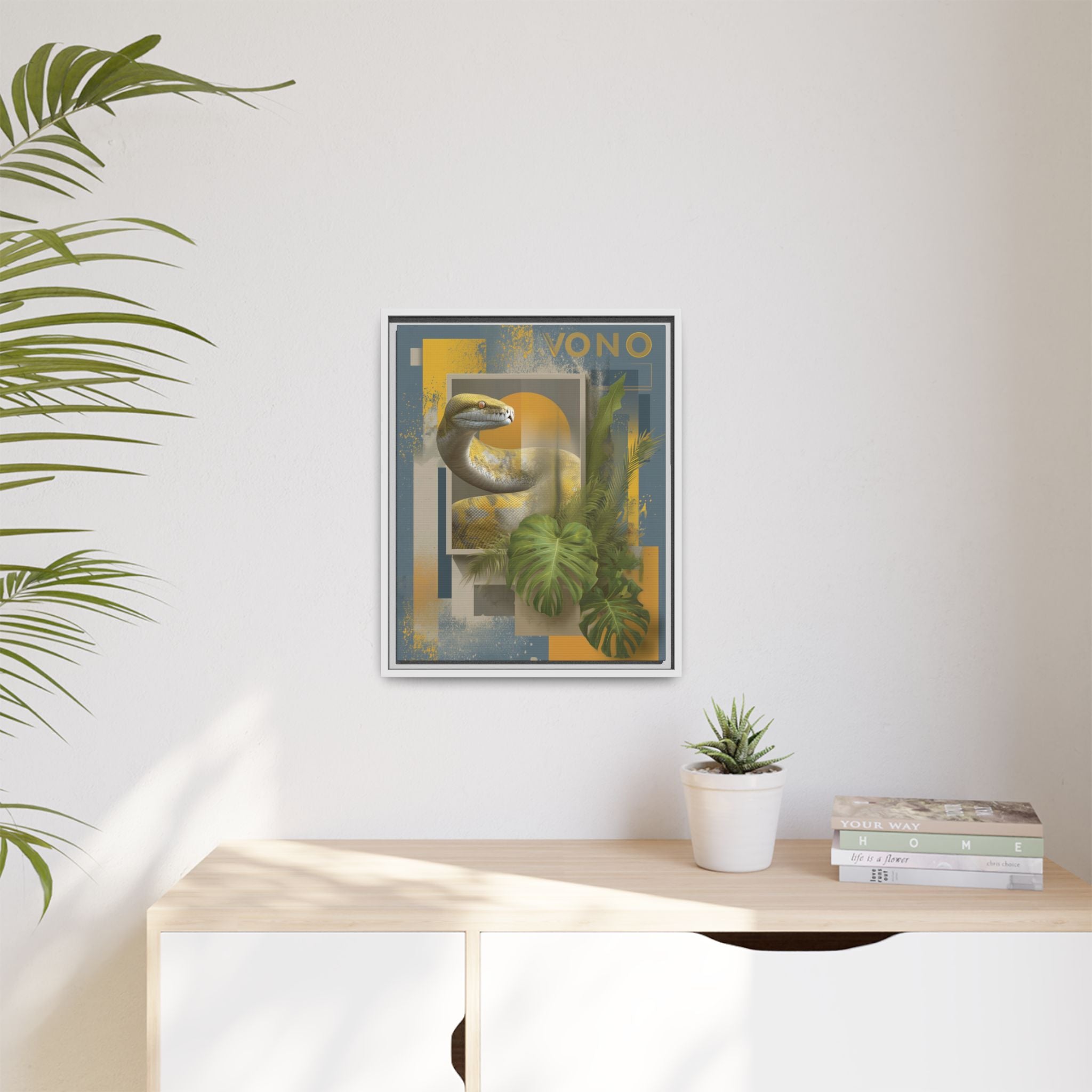 Serpent of Geometric Dimensions: Tropical Vono Design, Abstract Wildlife Art   |  Personalized & Custom Orders Available