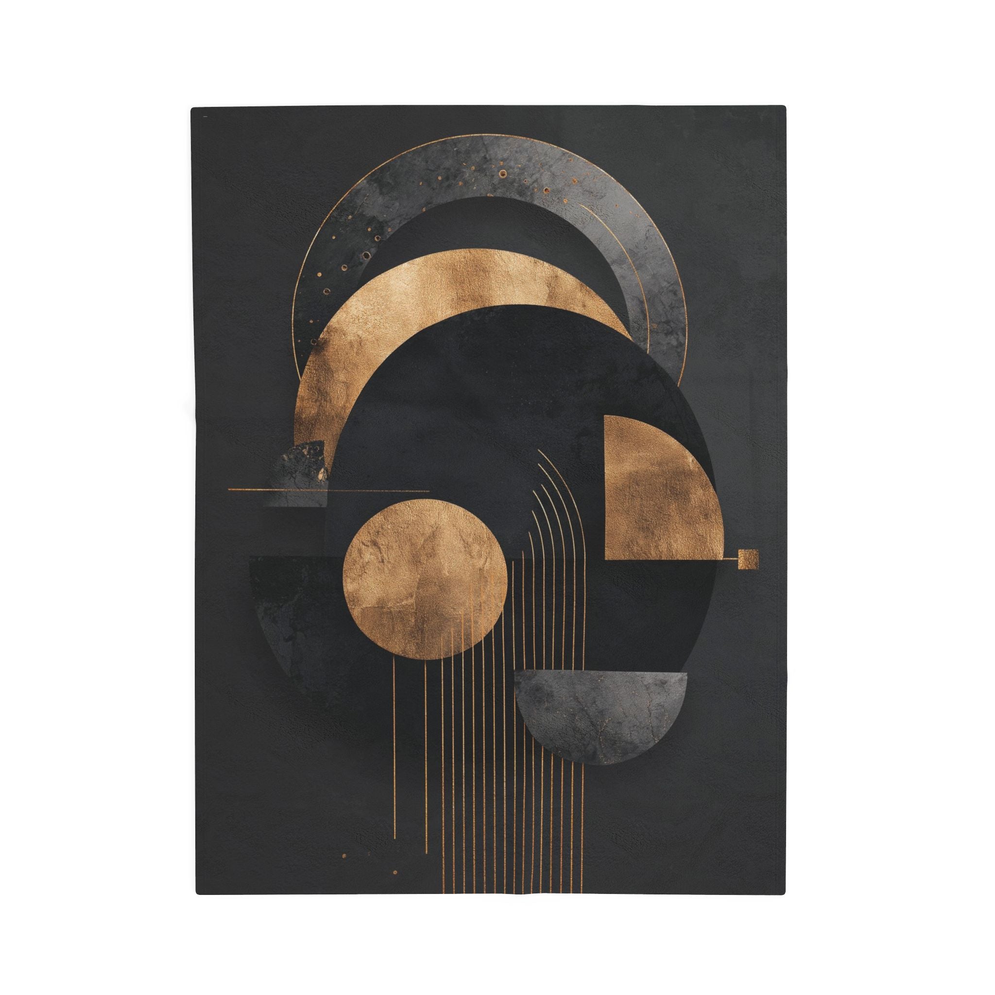 Celestial Geometry: Modern Abstract Composition, Black and Gold Minimalist Design   |    Custom Orders Available