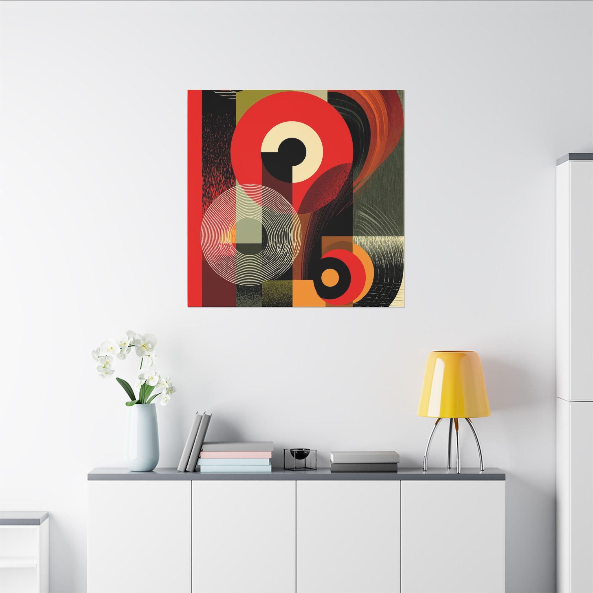 Geometric Convergence: Mid-Century Modern Abstract, Constructivist Design Principles, Bold Chromatic Composition   |   Custom Orders