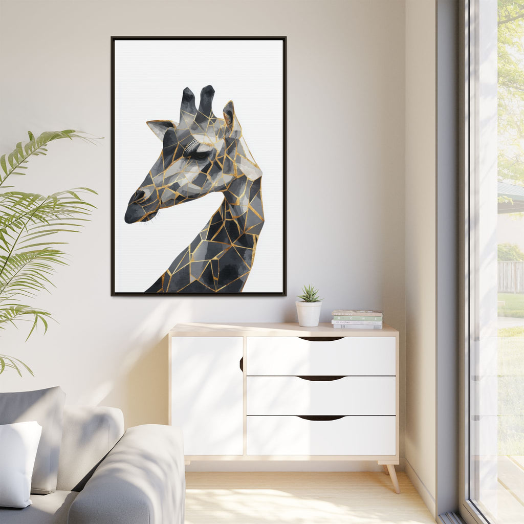 Geometric Giraffe Framed Print : Modern Mosaic Wildlife Art, Contemporary Golden Fragments   |  Personalized & Custom Orders Available