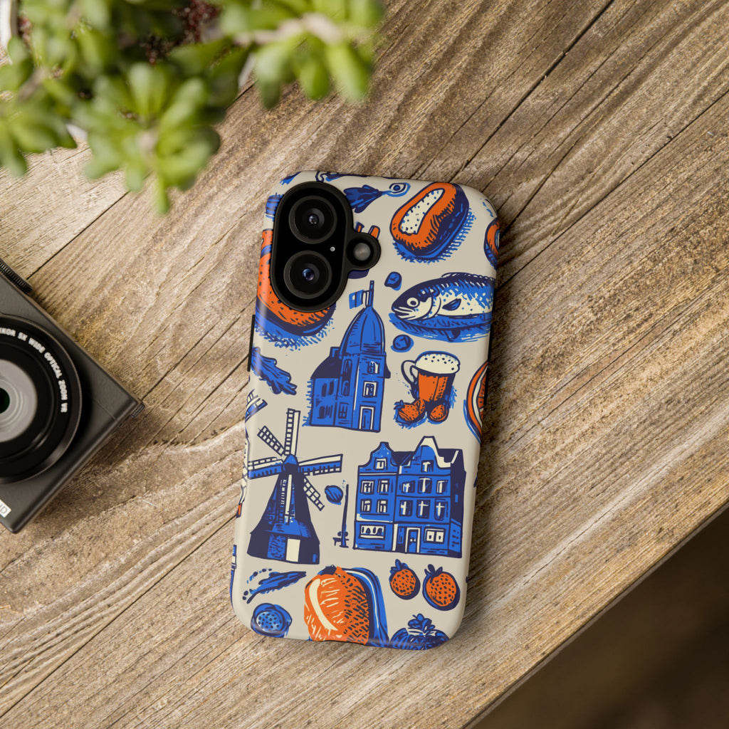 Vibrant Phone Case with Dutch Motif, Tough Cases, Customized Gifts, Unique Cell Phone Accessories, Perfect for Travel Enthusiasts