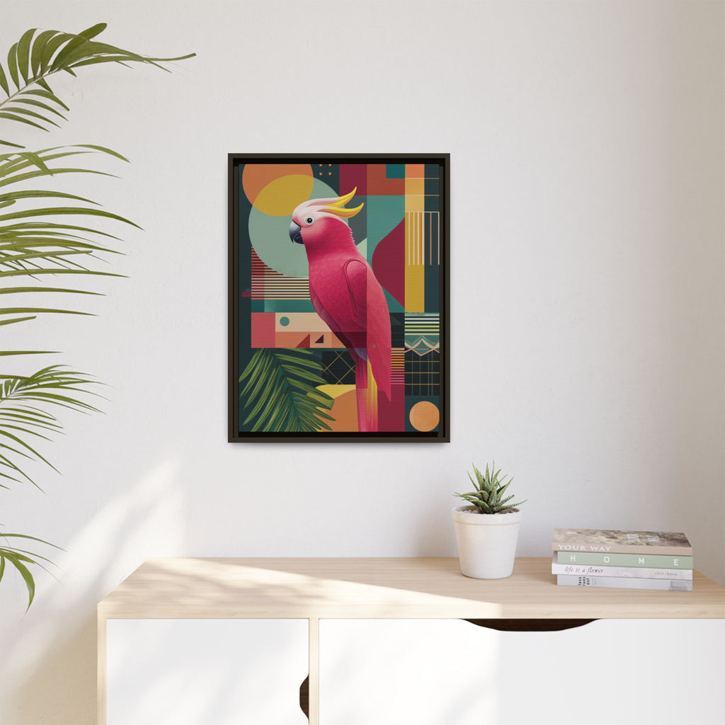 Geometric Cockatoo Framed Print: Mid-Century Modern Bird Art, Contemporary Graphic Print   |  Personalized & Custom Orders Available